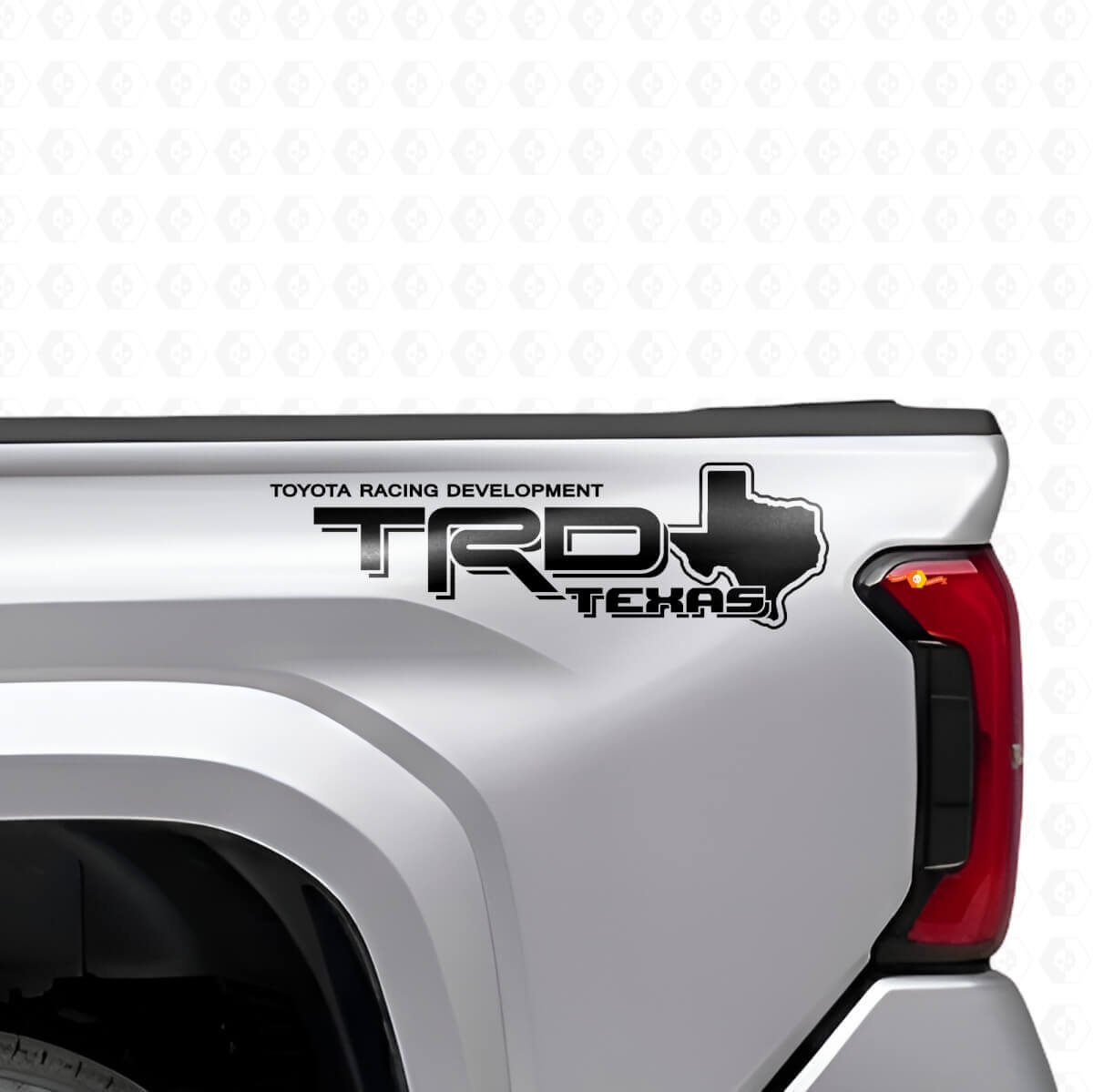 Par de adhesivos laterales de vinilo con mapa de Texas estilo TRD para camiones Toyota