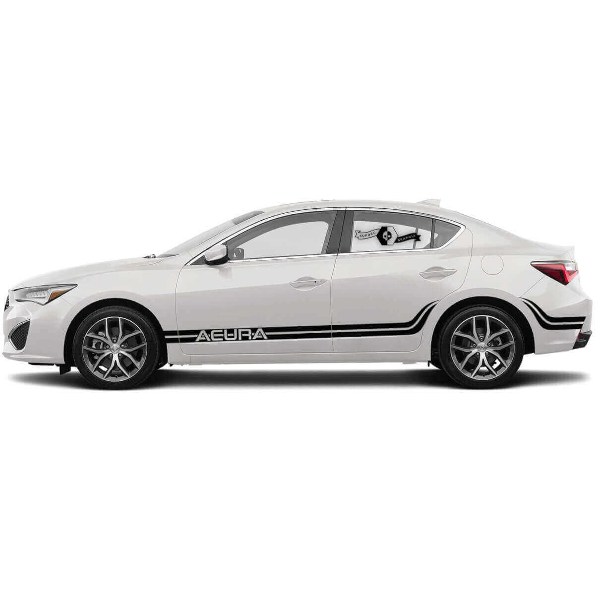 Kit de calcomanías de vinilo con franjas laterales curvas dobles para Acura ILX