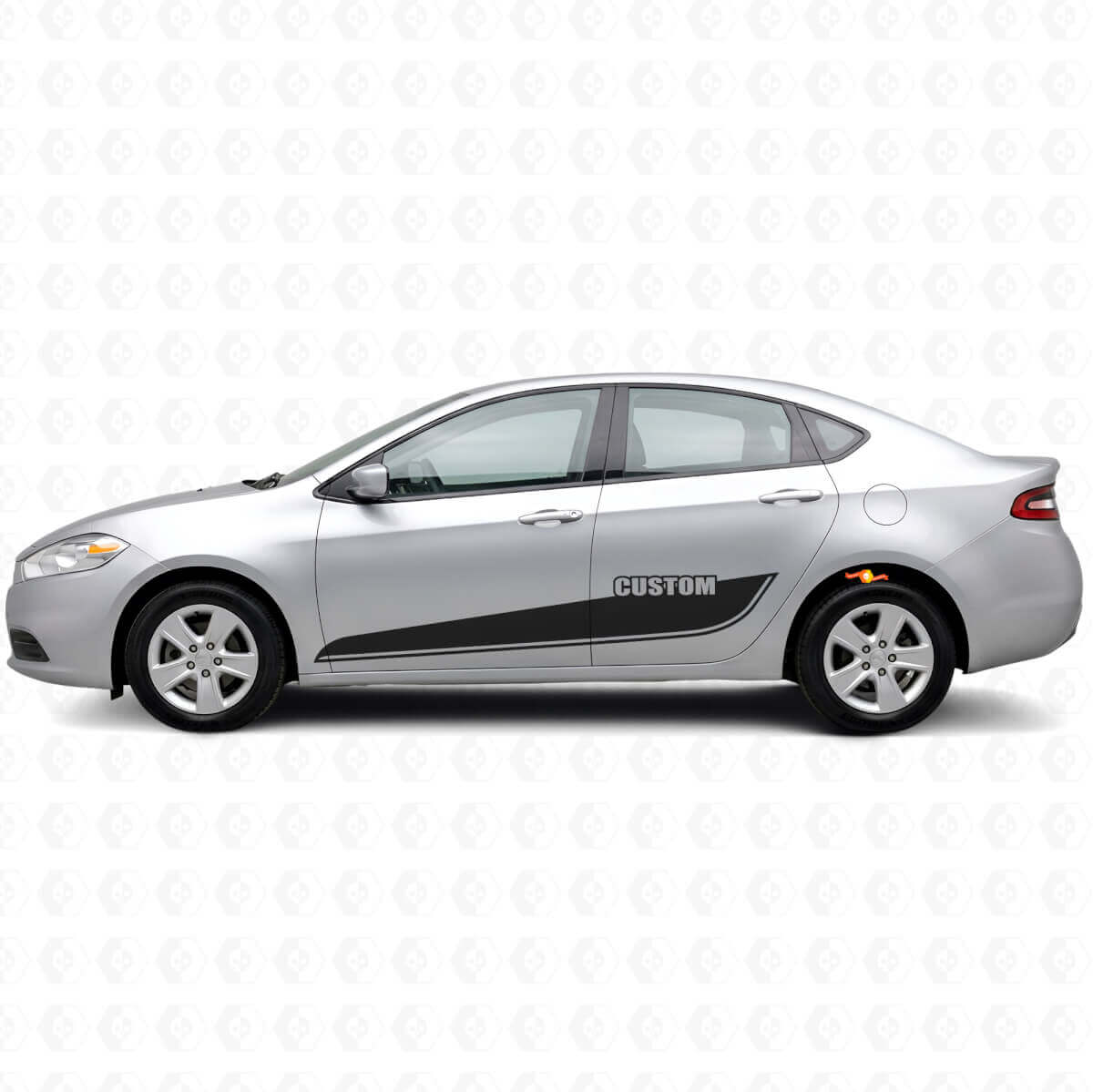 Kit de adhesivos de vinilo con letras personalizadas y franjas laterales inferiores delineadas para Dodge Dart