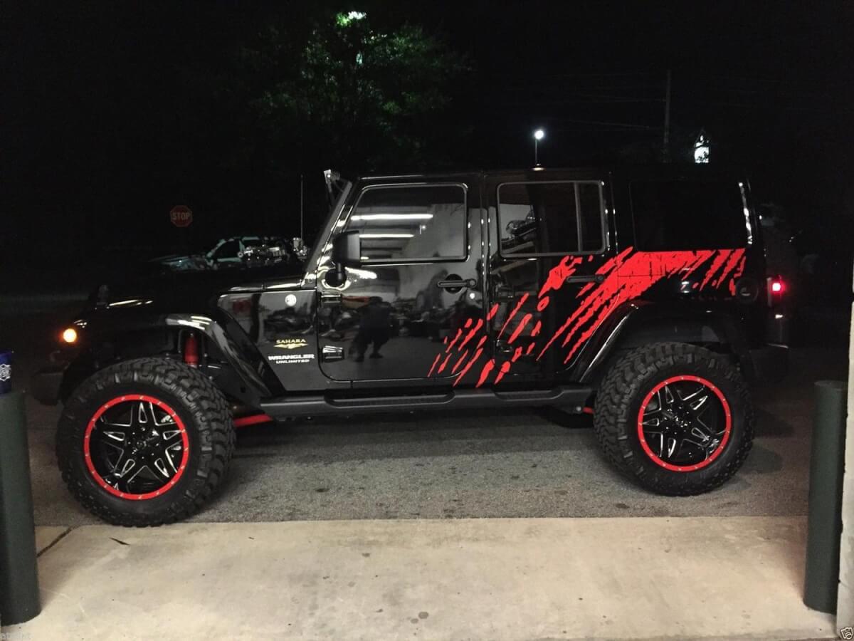 Kit de adhesivos de vinilo con gráficos laterales contra salpicaduras de barro para Jeep Wrangler Unlimited