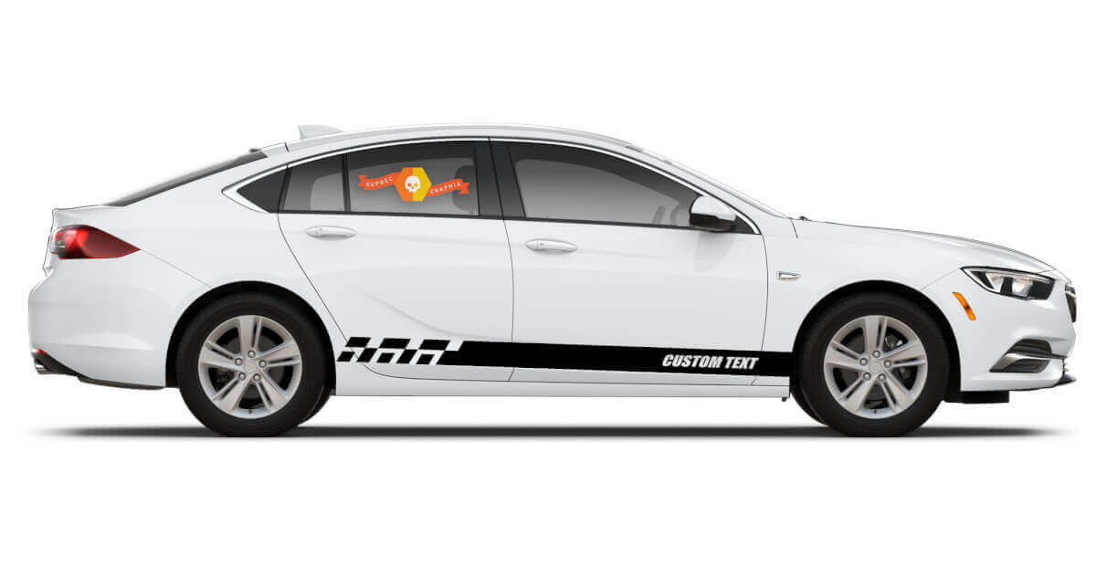 Juego de vinilos laterales con rayas decoradas y texto personalizado para Buick Regal