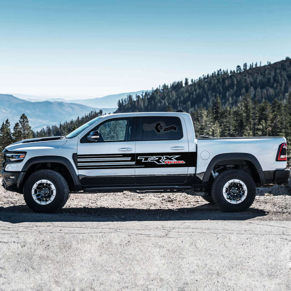 Kit de adhesivos vinílicos de franjas laterales para puerta TRX Rebel para Dodge Ram Rebel 2021+