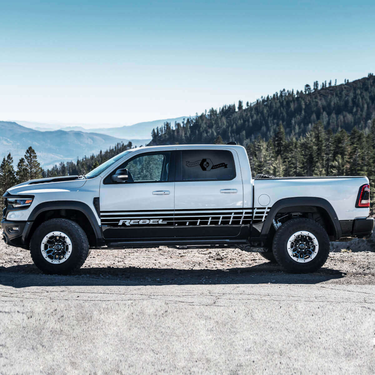 Juego de Calcomanías de Vinilo con Rayas Laterales Estilo Rebel para Dodge Ram Rebel 2021+