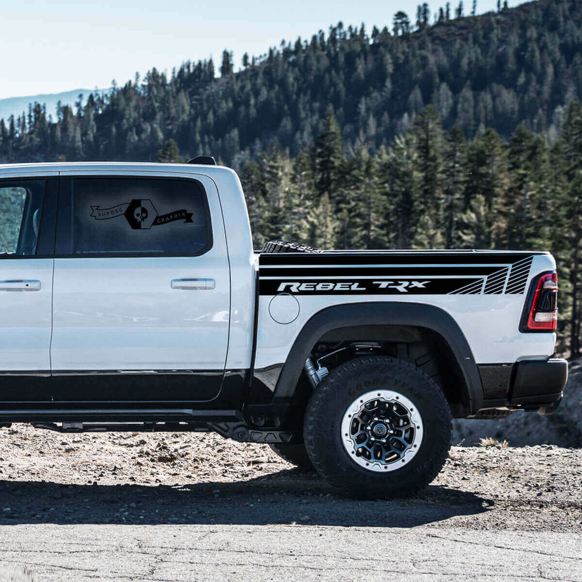 Kit de calcomanías de vinilo franjas laterales para cama TRX Rebel para Dodge Ram Rebel 2021+
