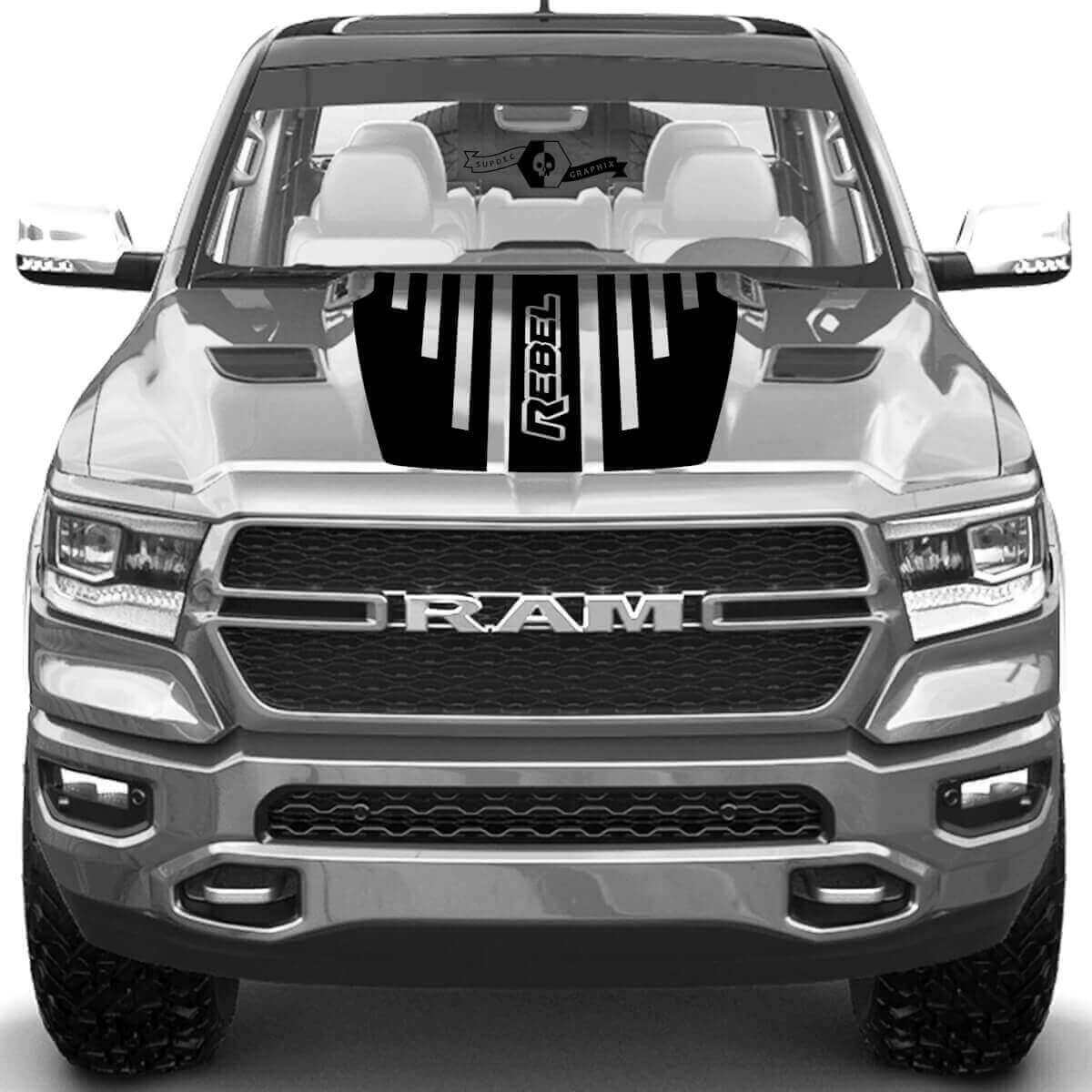 Calcomanía de vinilo con franjas para capó TRX Rebel para Dodge Ram Rebel 2021+