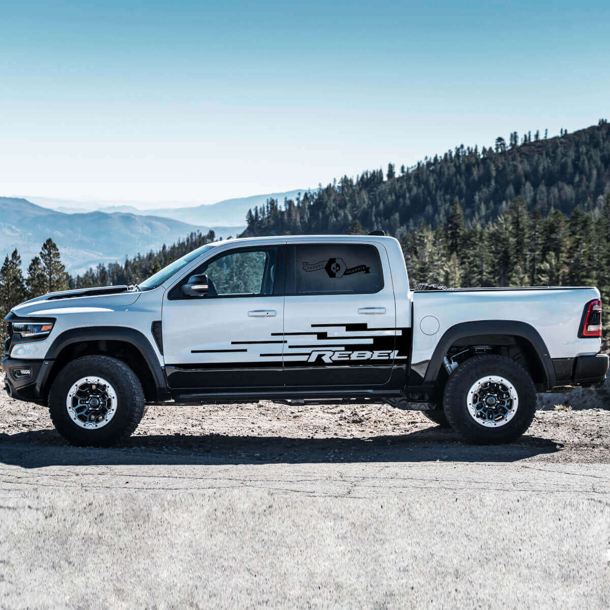 Kit de pegatinas vinilo de franjas laterales estilo escalera para Dodge Ram Rebel TRX 2021+