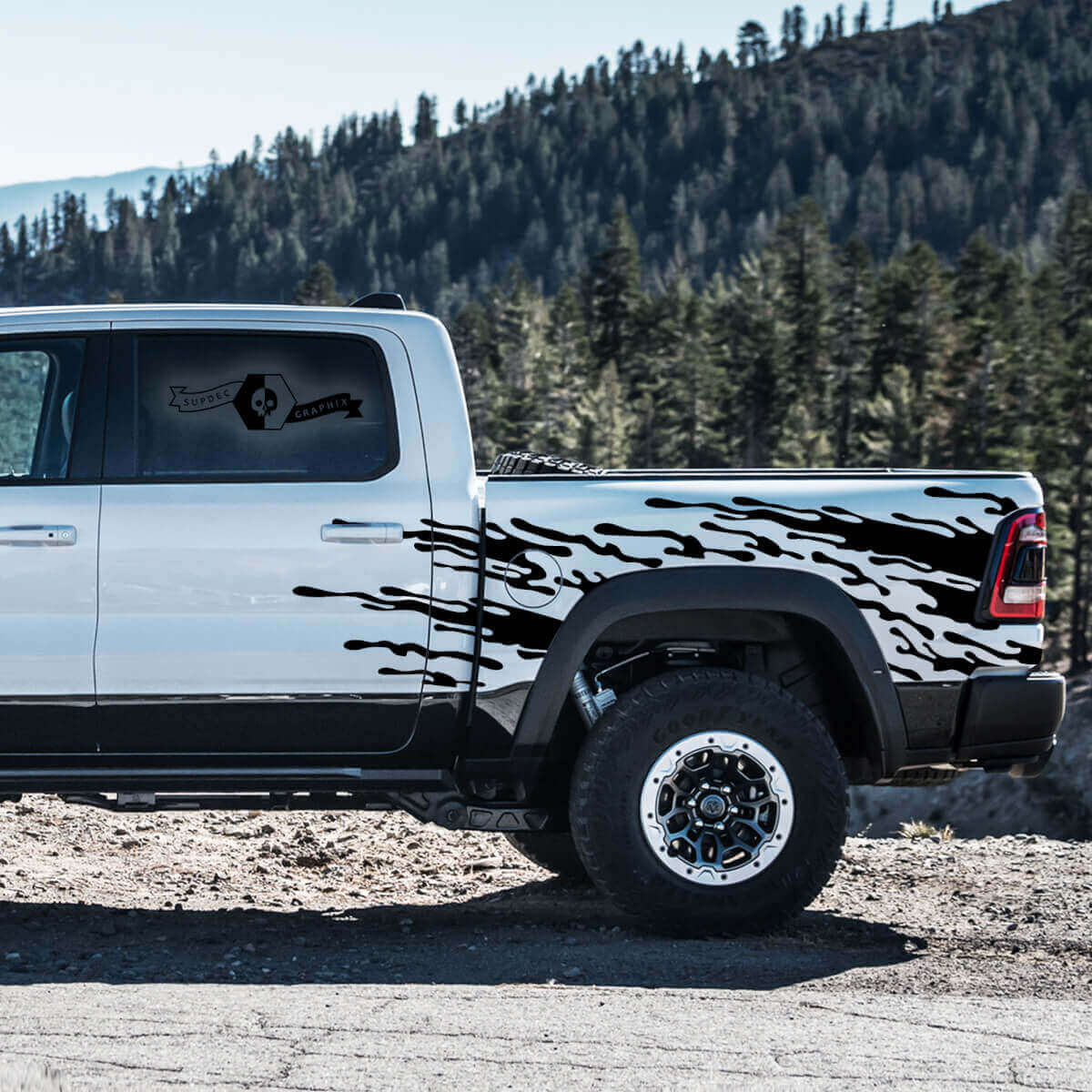 Juego de calcomanías de vinilo para salpicaduras de barro junto a la cama para Dodge Ram Rebel 2021+