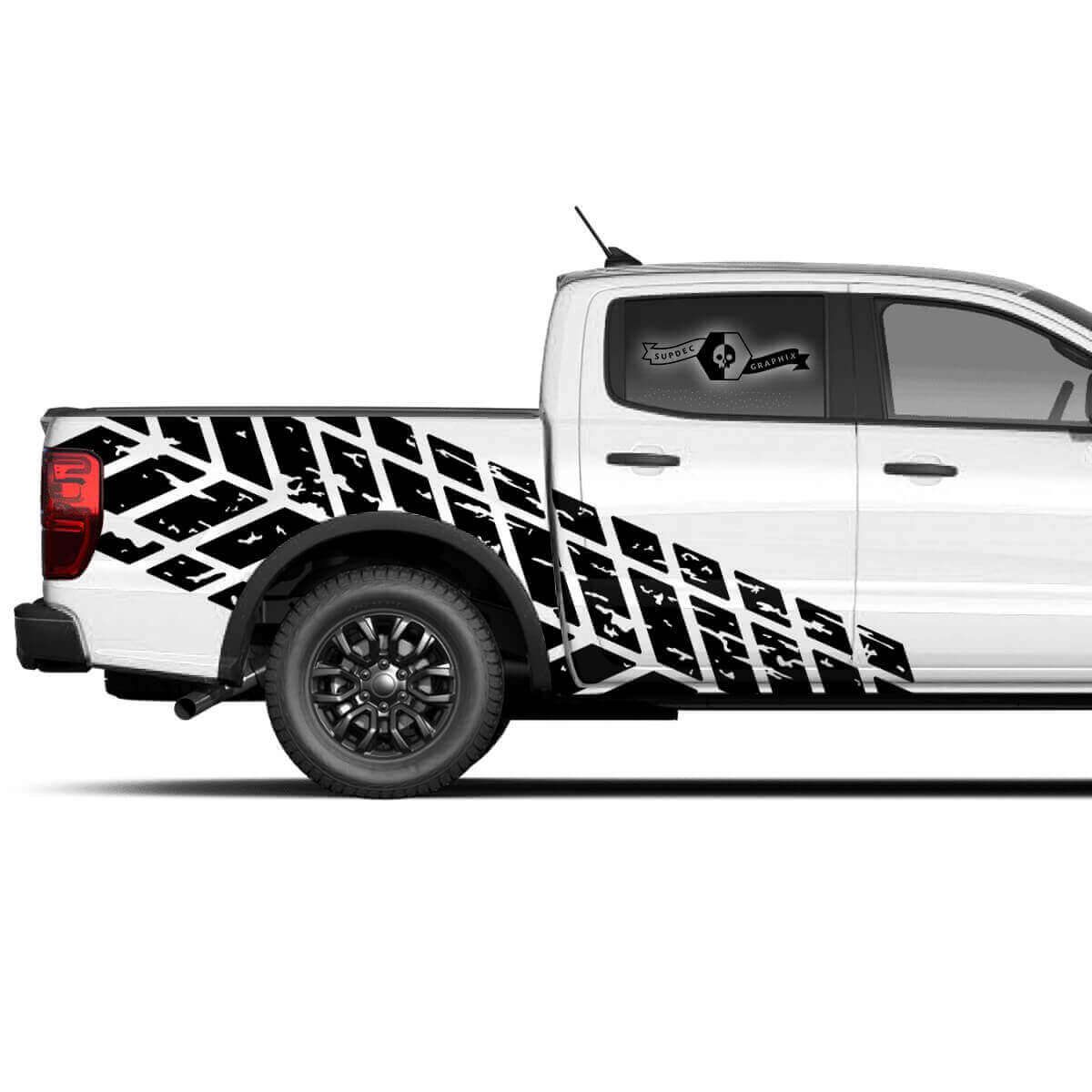 Kit de vinilo lateral con diseño de marcas de neumático desgastado para camioneta Musclecar