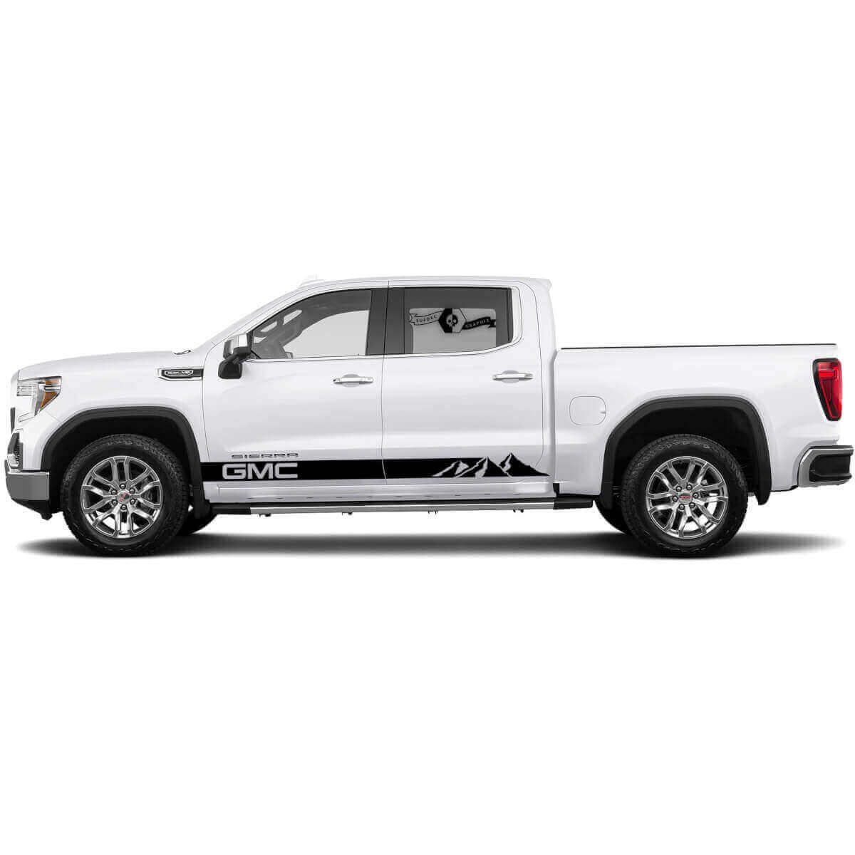 Kit de adhesivos de vinilo con franjas laterales estilo montaña para GMC Sierra