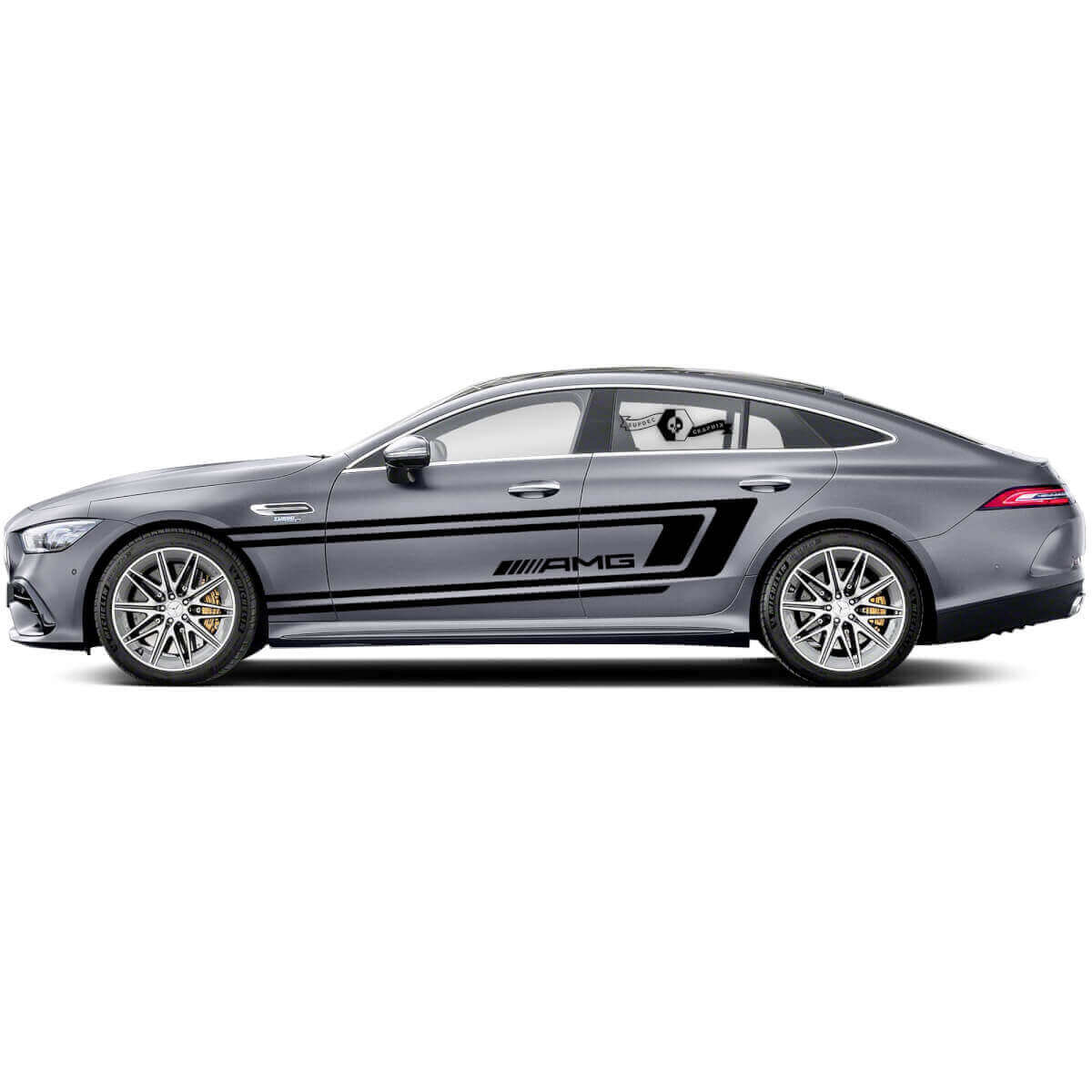 Kit de calcomanías de vinilo con franjas laterales dobles estilo AMG para Mercedes Benz AMG GT3