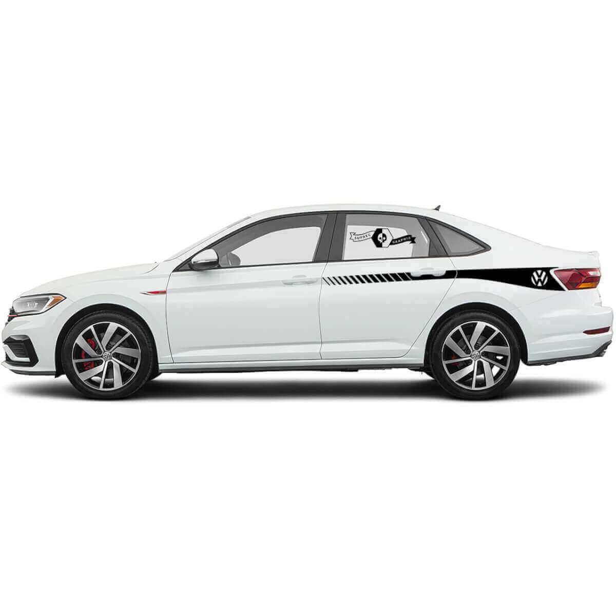 Kit de vinilos de franjas laterales traseras con marca para Volkswagen Jetta Mk7