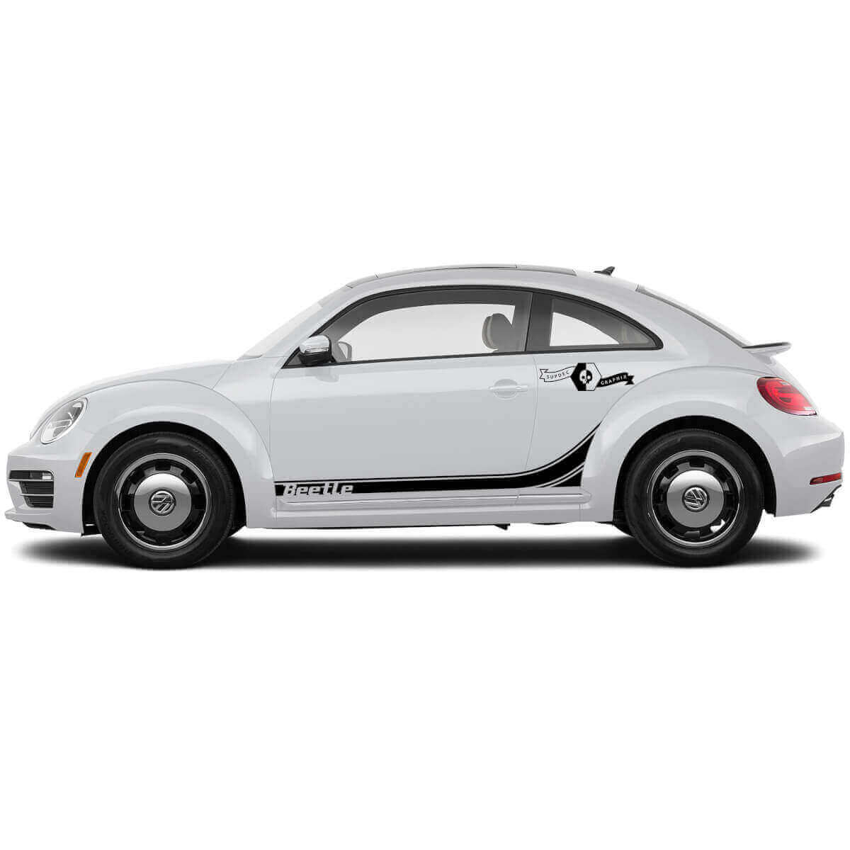 Kit de calcomanías de vinilo con franjas racing laterales y letras Beetle para Volkswagen Beetle