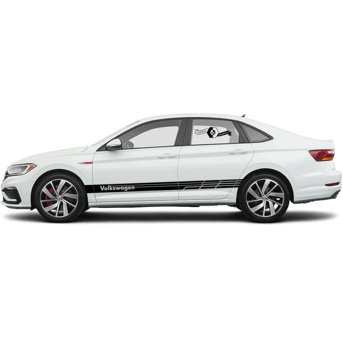 Juego de Calcomanías de Letras de Marca y Franjas Laterales con Logotipo para Volkswagen Jetta