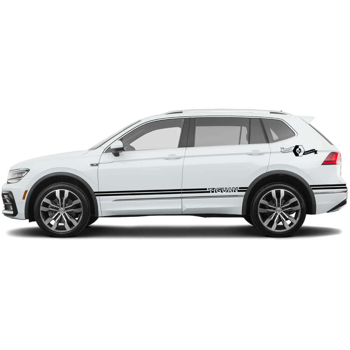 Kit de pegatinas de vinilo con franjas laterales decorativas para Volkswagen Tiguan
