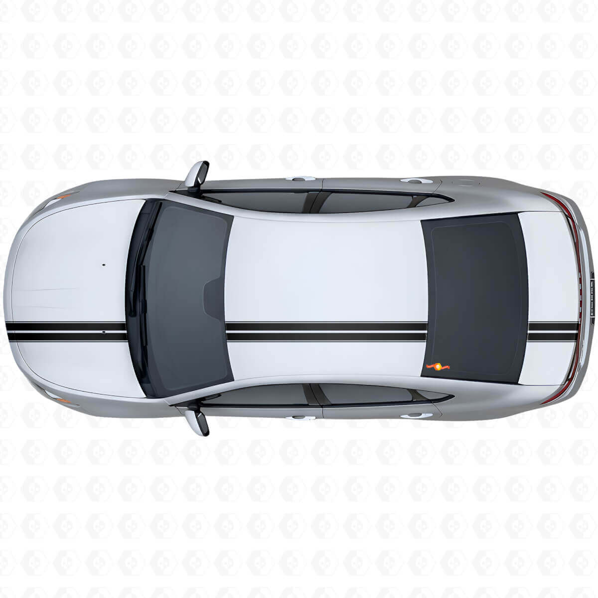 Kit de calcomanías de vinilo de rayas dobles con contorno en la parte superior para Dodge Dart 2013+