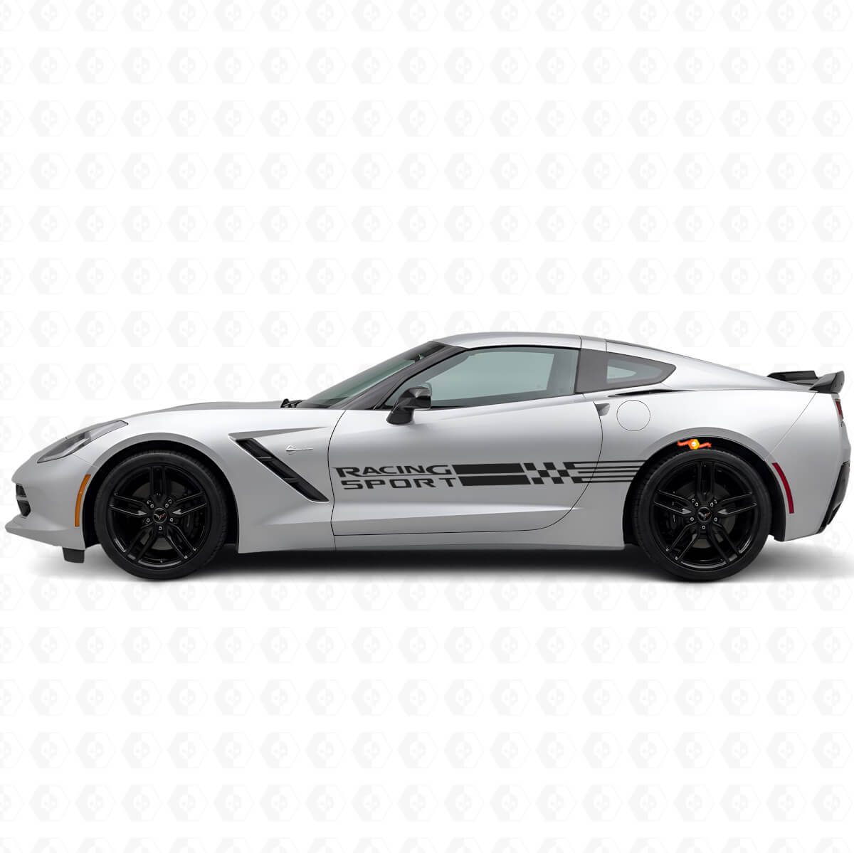 Juego de pegatinas de vinilo con franjas laterales de bandera a cuadros para Chevy Corvette Racing Sport