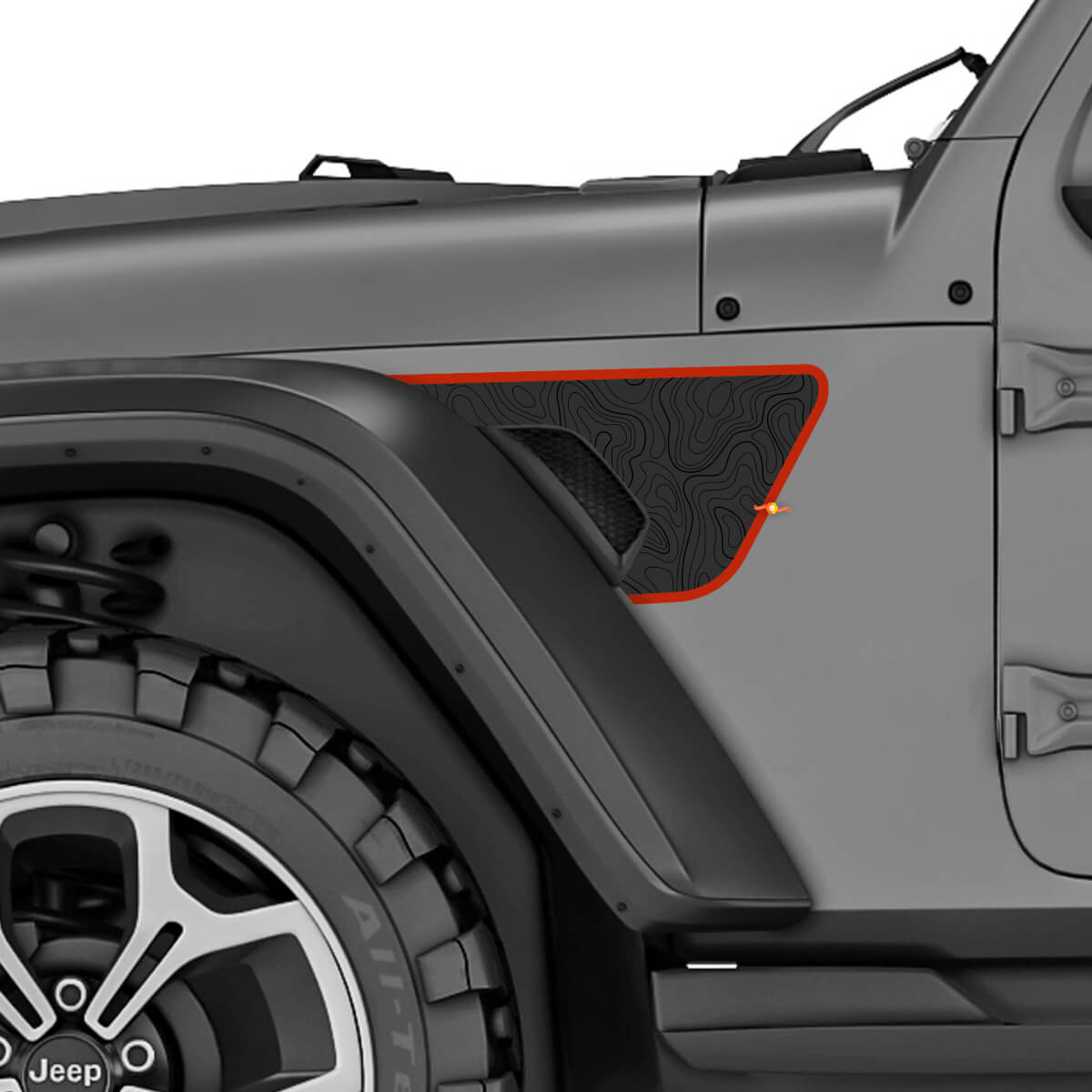 Kit de vinilo de calcomanías para rejilla de guardabarros con mapa topográfico para Jeep Wrangler Rubicon