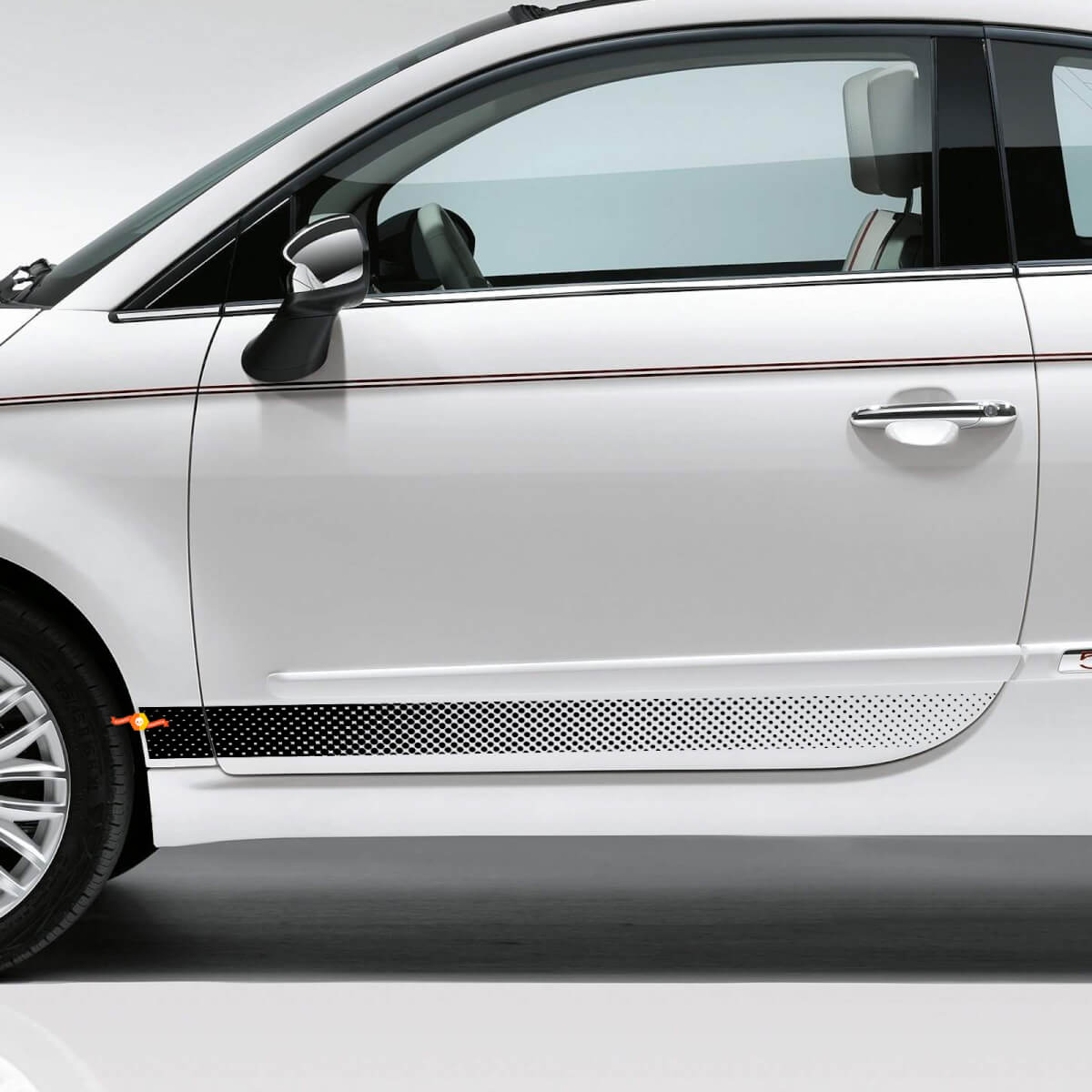 Pegatinas laterales de vinilo con franjas perforadas para Fiat 500