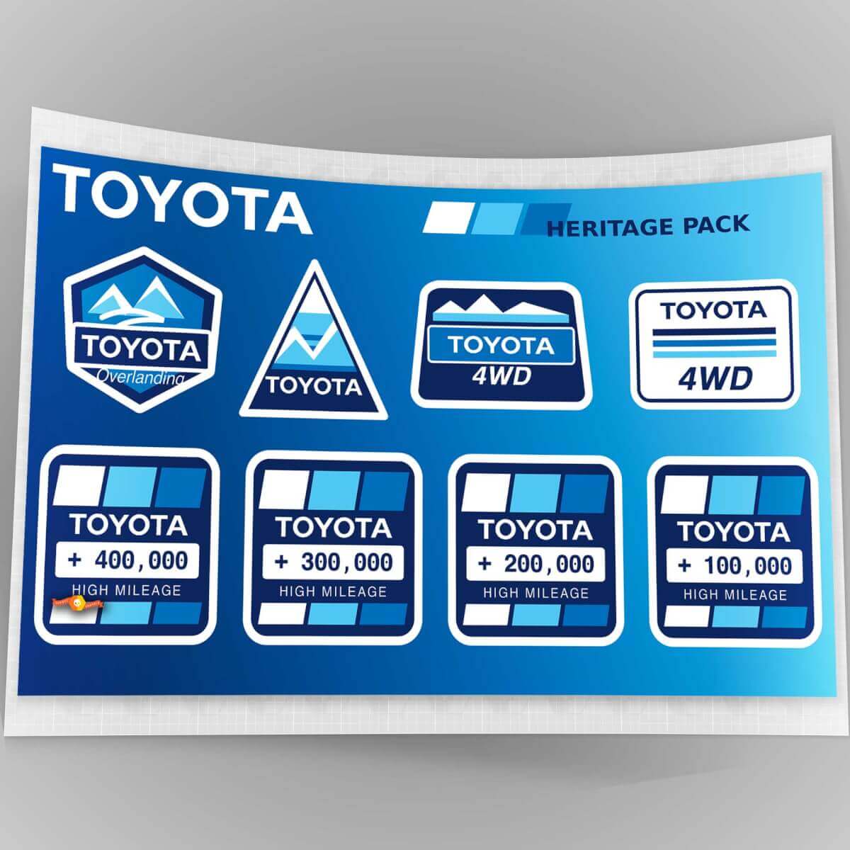 Pegatinas de vinilo retro de alta duración Toyota Heritage Azul Claro Azul Claro Blanco Juego de calcomanías gráficos