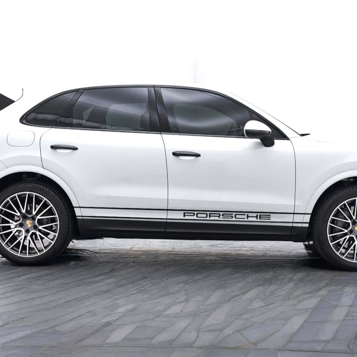 Pegatina de vinilo para puerta lateral PORSCHE con dos líneas para Porsche Cayenne