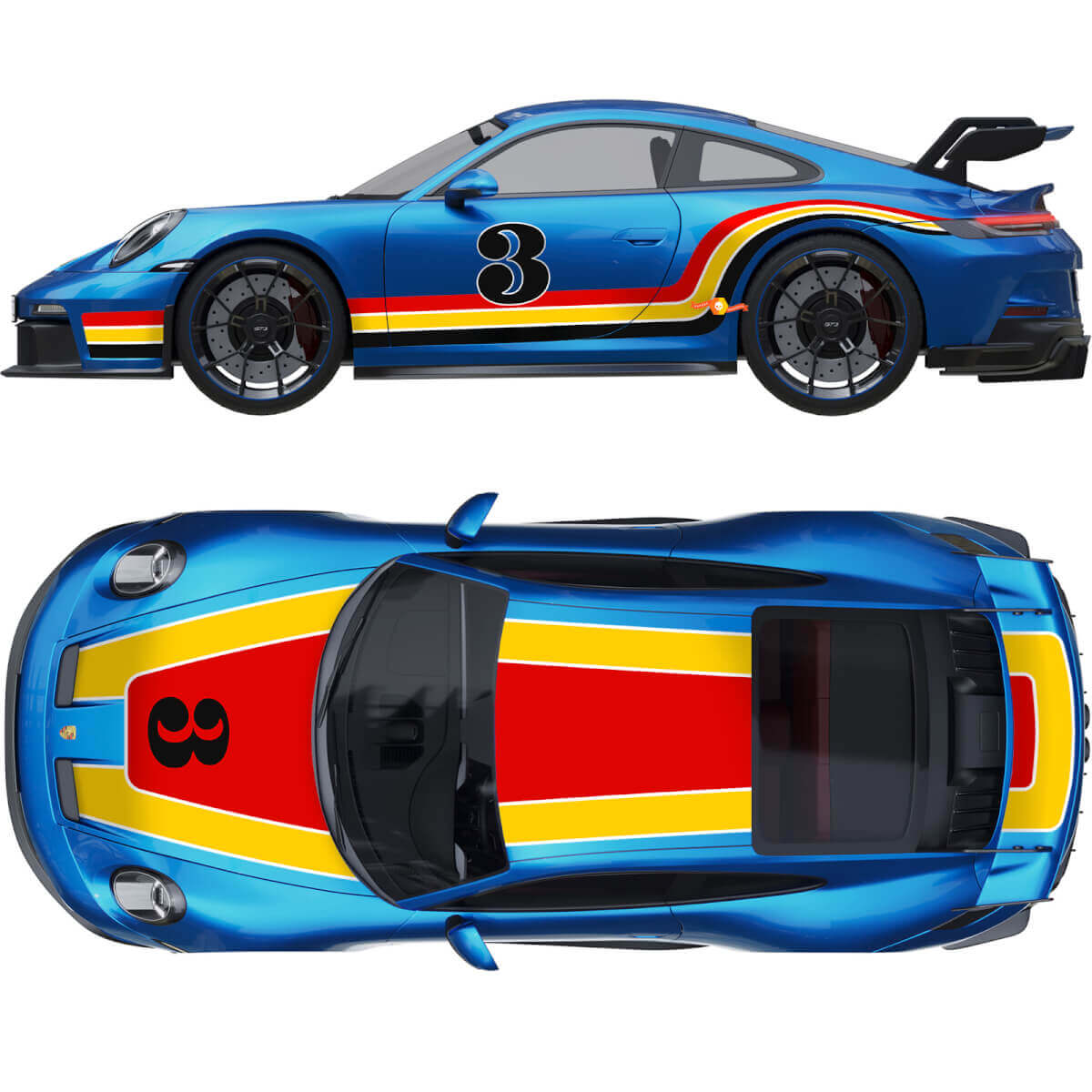 Kit Completo de Vinilo con Rayas Estilo Racing para Porsche 911 GT3 RS