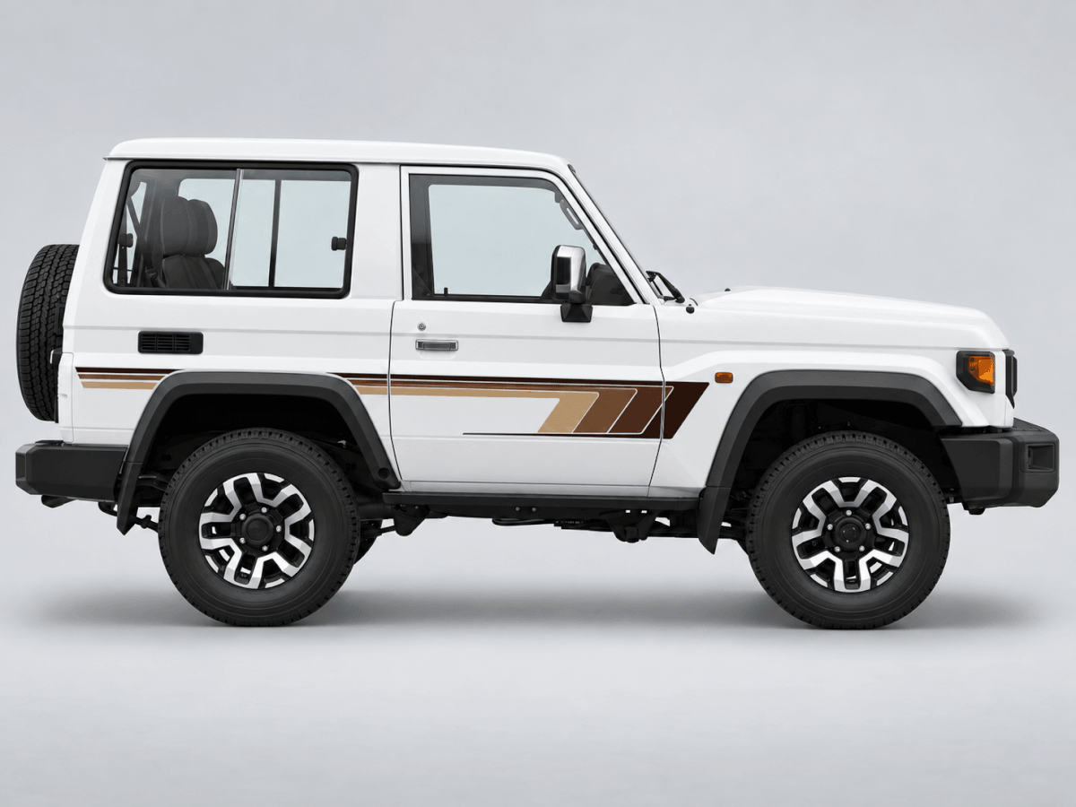 Kit de Calcomanías de Vinilo con Franjas Laterales en Degradado para Toyota Land Cruiser FJ70 de Batalla Corta