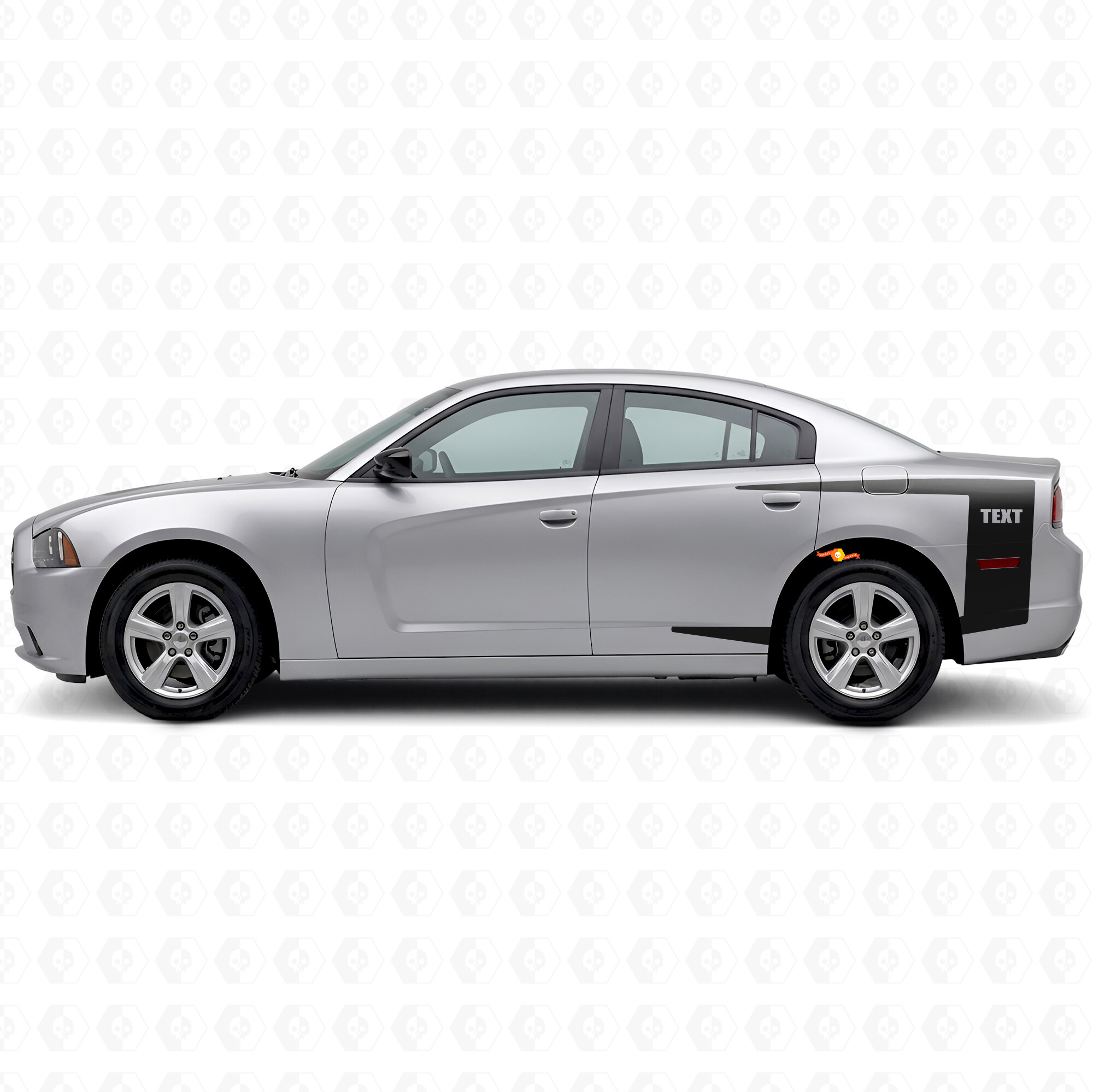 Calcomanía adhesiva de vinilo con franjas de acento de texto personalizado para cofre de Dodge Charger 2011-2014