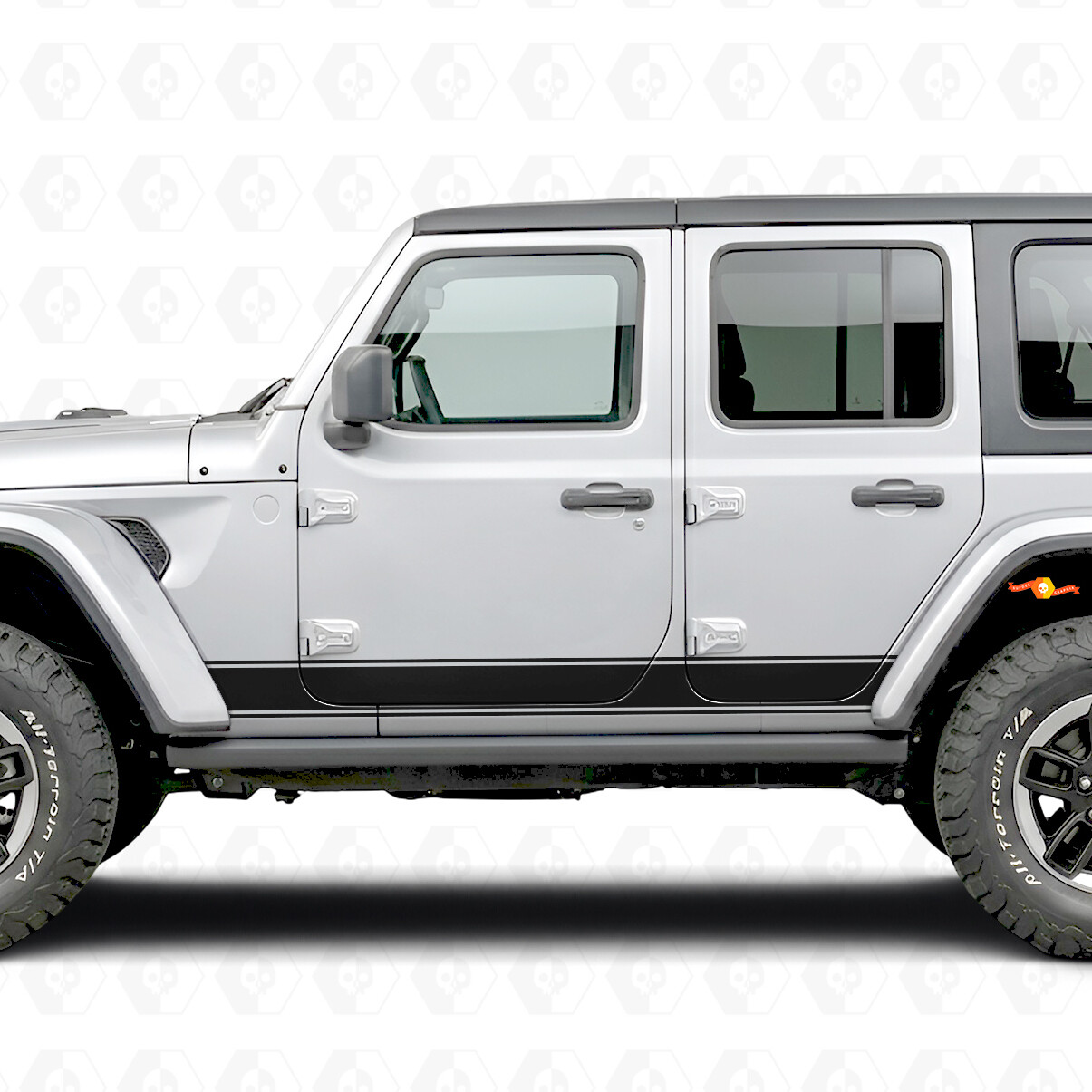Calcomanía de vinilo lateral con franjas de contorno para Jeep Wrangler 2018-2027