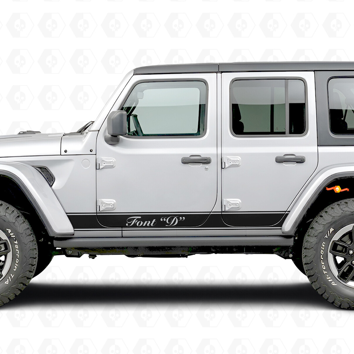 Calcomanía de vinilo lateral con franjas de contorno personalizadas para Jeep Wrangler 2018-2027