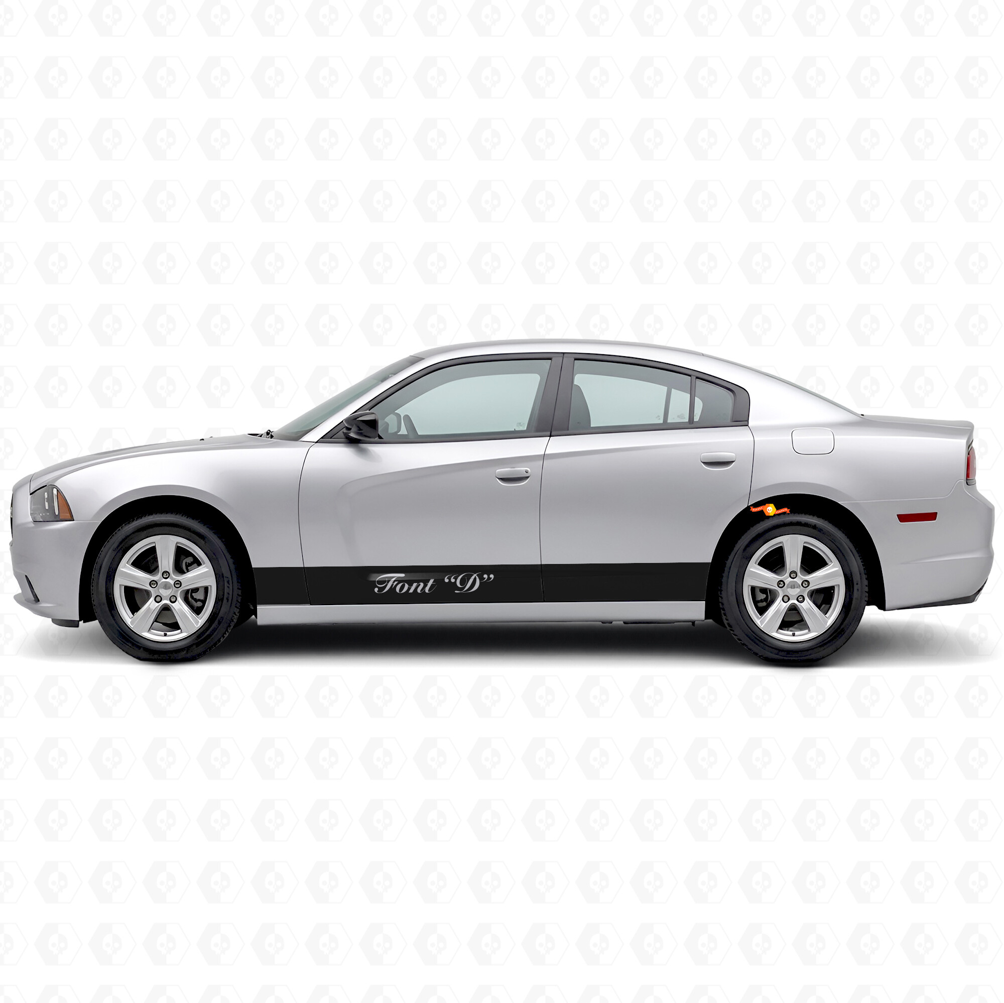 Calcomanía de vinilo lateral con rayas rectas y texto personalizado para Dodge Charger 2011-2014
