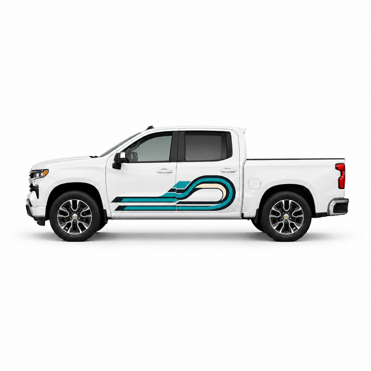 Calcomanía adhesiva de vinilo para puerta lateral del bucle geométrico del circuito de marea para Chevrolet Silverado T1XX 2018-2026