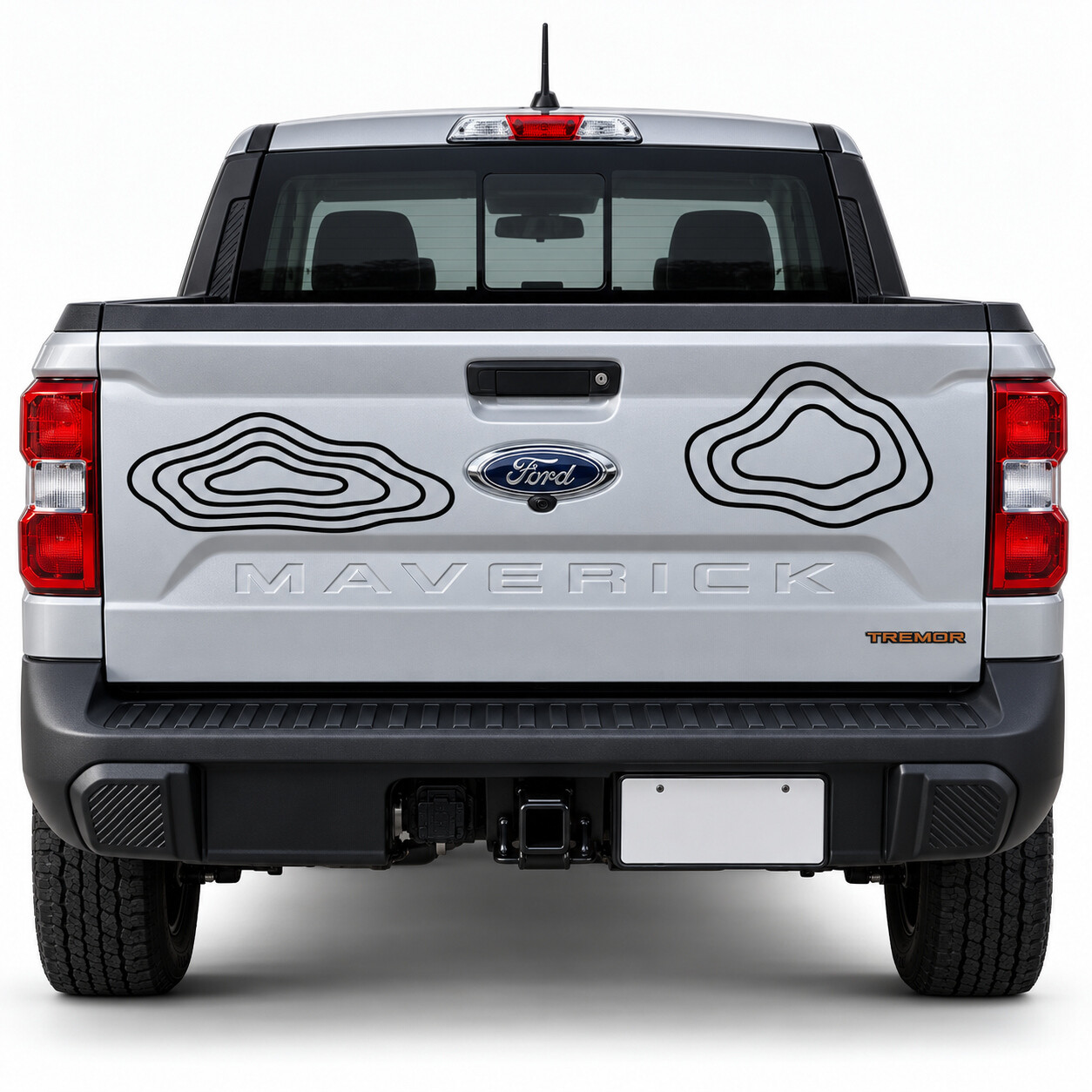 Vinilo adhesivo para portón trasero con relieve topográfico de islas Contour para Ford Maverick 2023