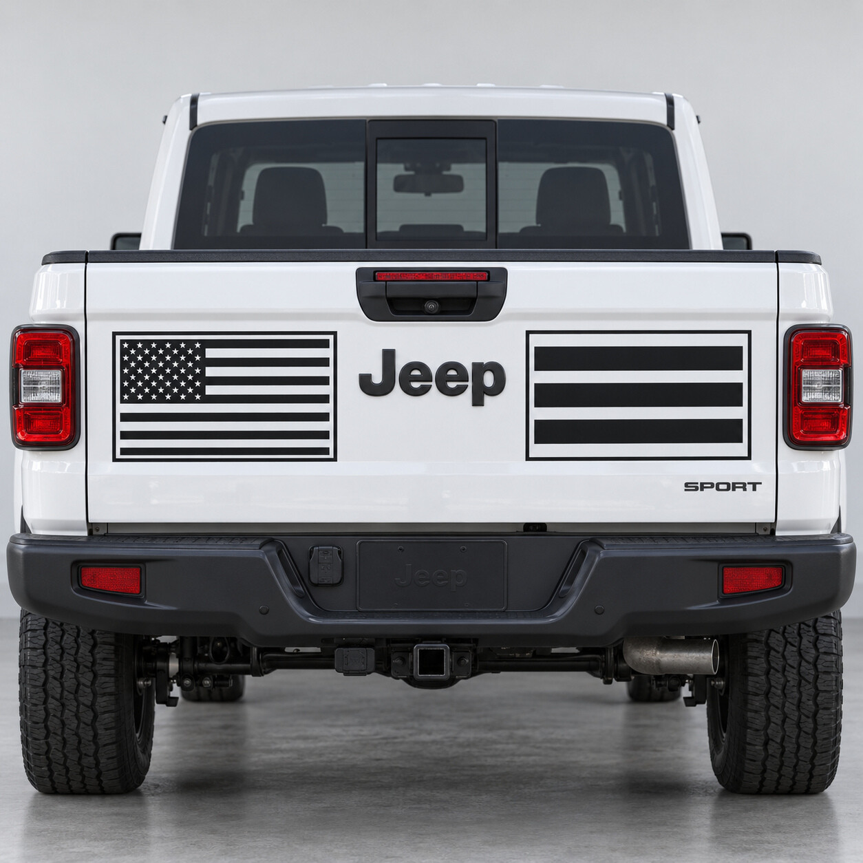 Calcomanía adhesiva de vinilo para portón trasero con bandera enmarcada para Jeep Gladiator 2023