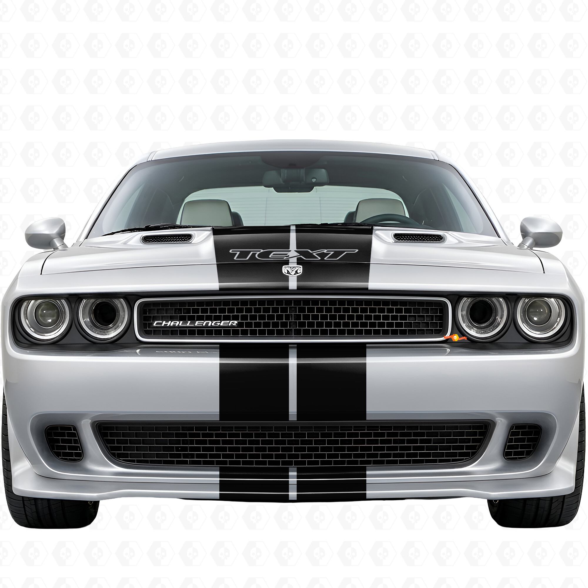 Juego completo de vinilo con rayas dobles y texto personalizado para Dodge Challenger 2008-2014