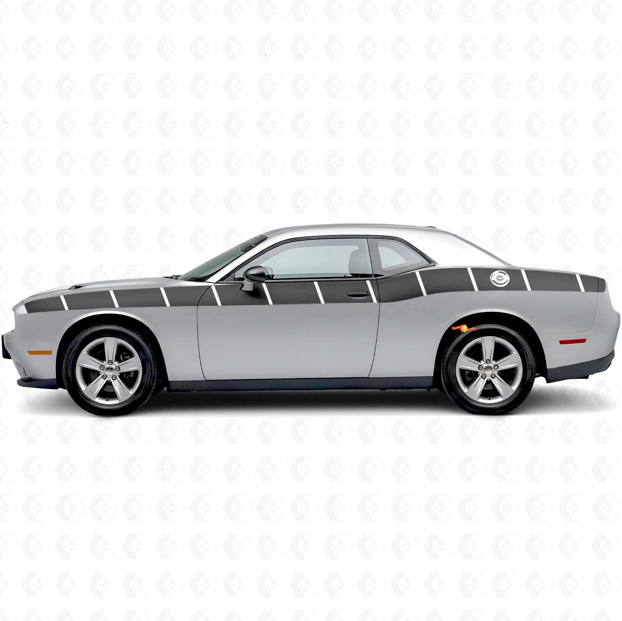 Calcomanía vinilo lateral con franjas estilo estroboscópico para Dodge Challenger