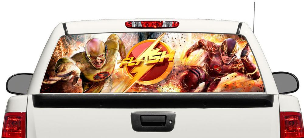 Vinilo adhesivo para ventana trasera Flash y Reverse-Flash de DC Comics para camiones