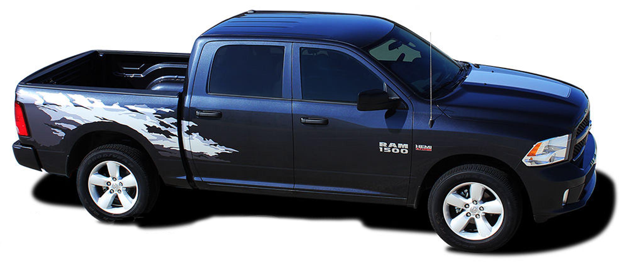 2011-2015 Dodge Ram RAGE Bed Graphics Pegatinas de vinilo sólidas o multicolores Calcomanías Rayas
