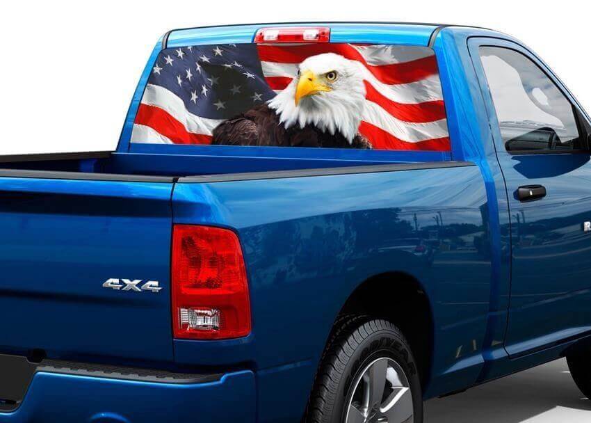 Calcomanía de vinilo de bandera American Eagle para ventana trasera de camionetas y SUV