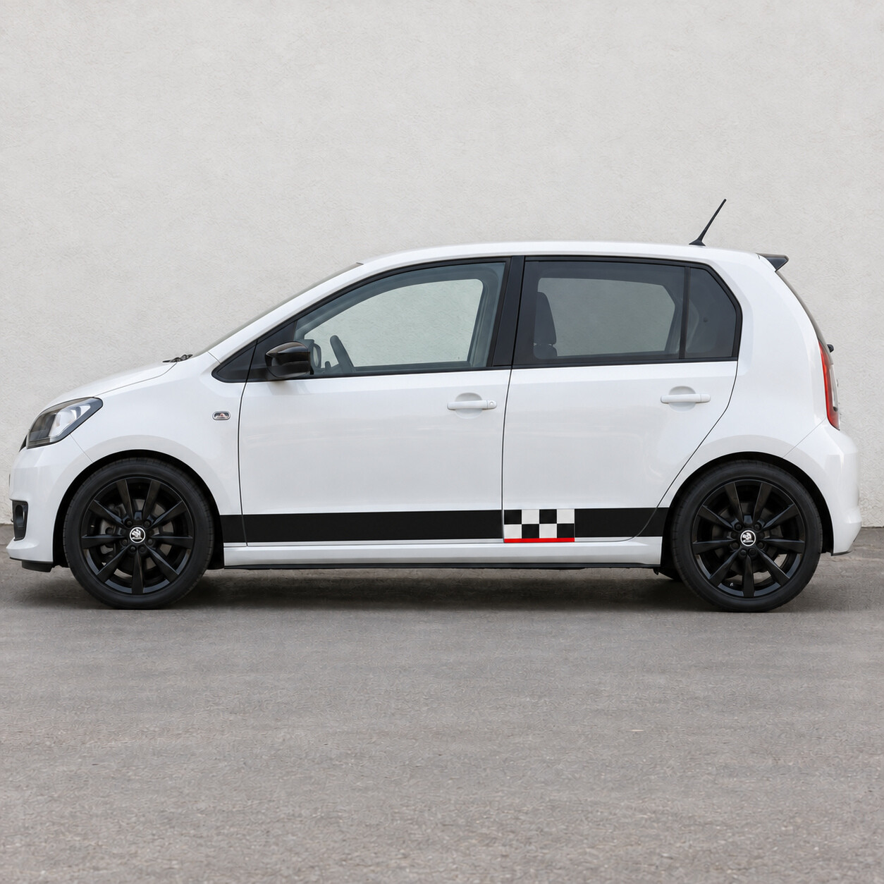 Calcomanía de vinilo lateral para riel de ventana Checker para Skoda Citigo