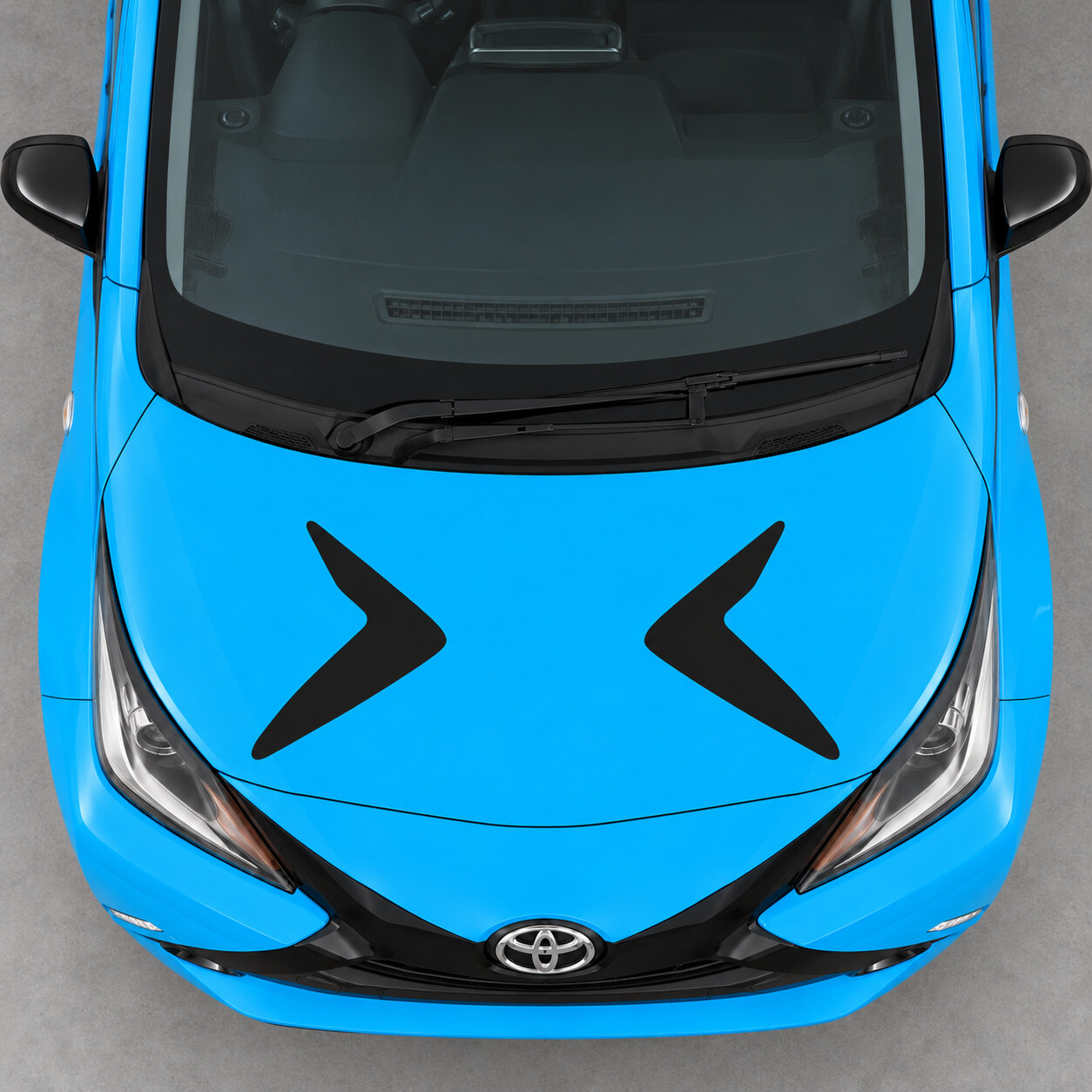 Adhesivo Vinilo Capó Boomerangs Opuestos para Toyota Aygo AB40 2014-2018 Pre-Facelift