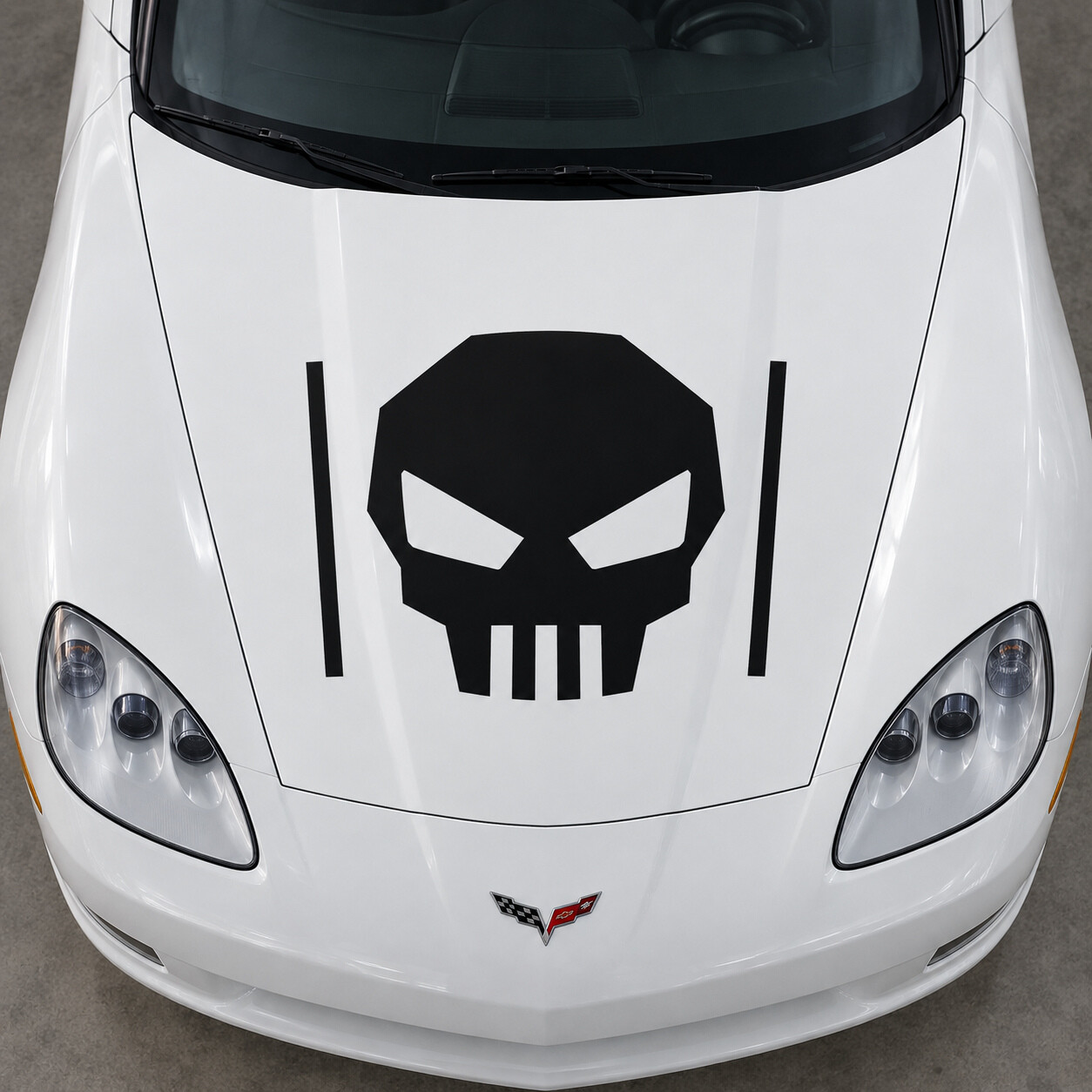 Pegatina de vinilo de capó tipo araña con calavera para Chevrolet Corvette C6 2005-2013