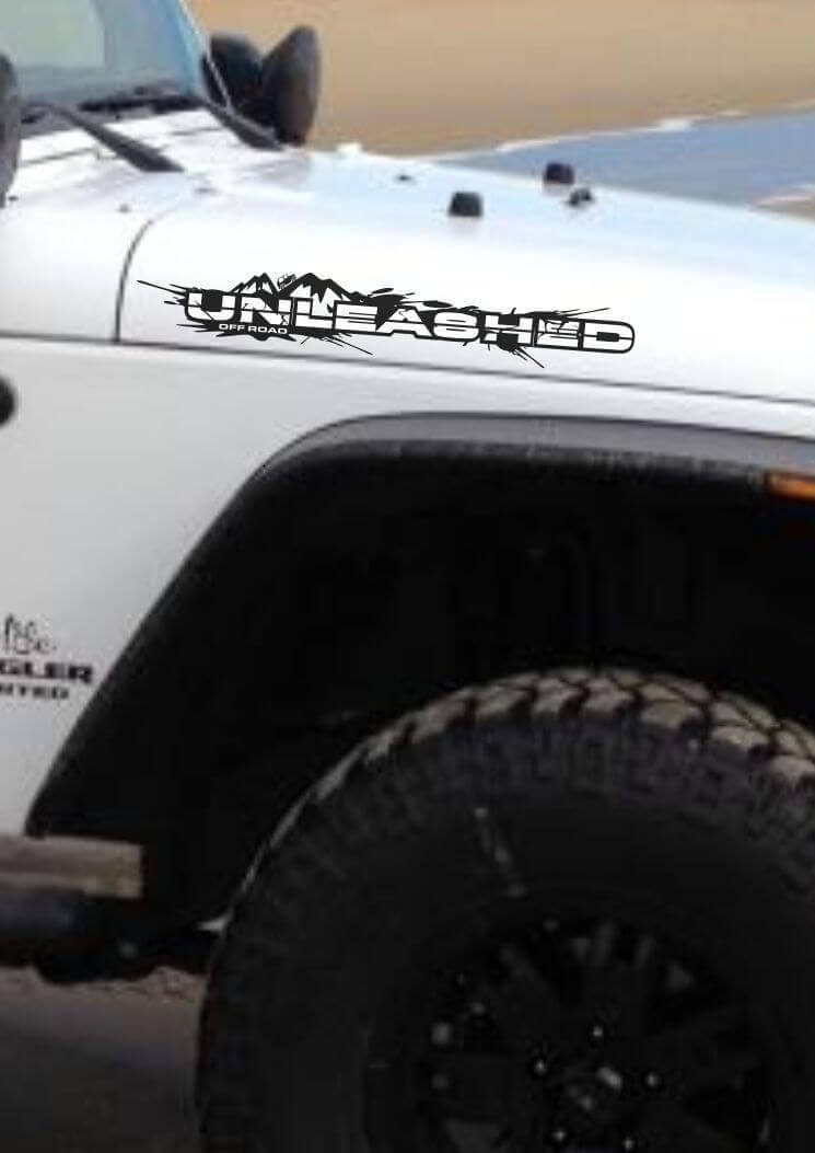 Juego de vinilos para capó montañoso todoterreno Unleashed para Jeep Wrangler