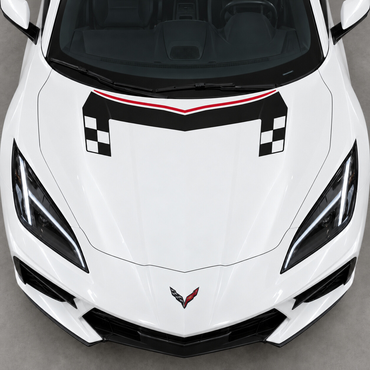Calcomanía de vinilo con diseño de puente a cuadros para capó C8 Stingray Chevrolet Corvette 2020