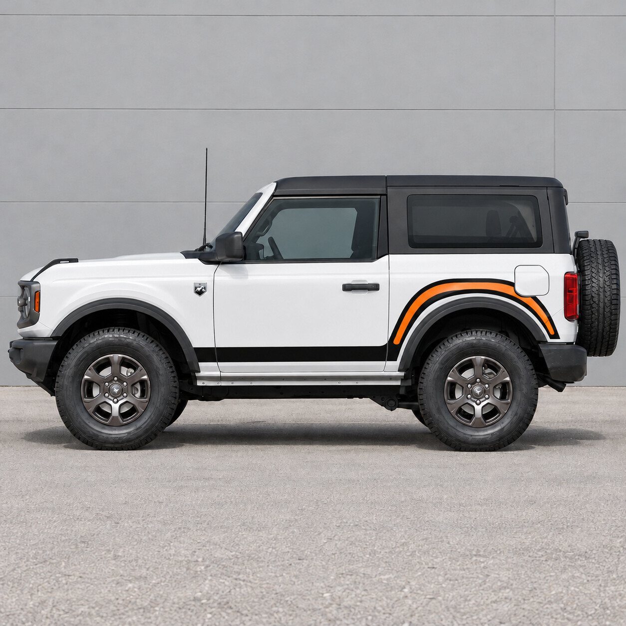 Pegatina de vinilo lateral para arco trasero grande en curva para Ford Bronco 2024 de 2 puertas