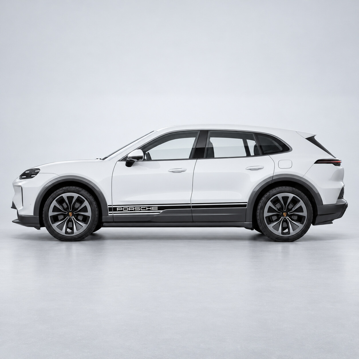 Pegatina adhesiva de vinilo con franjas de marca para paneles laterales del Porsche Cayenne Eléctrico