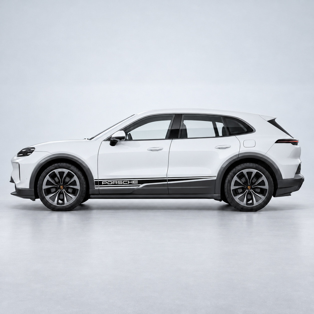Calcomanía adhesiva de vinilo con franjas de contorno para el lateral del Porsche Cayenne eléctrico