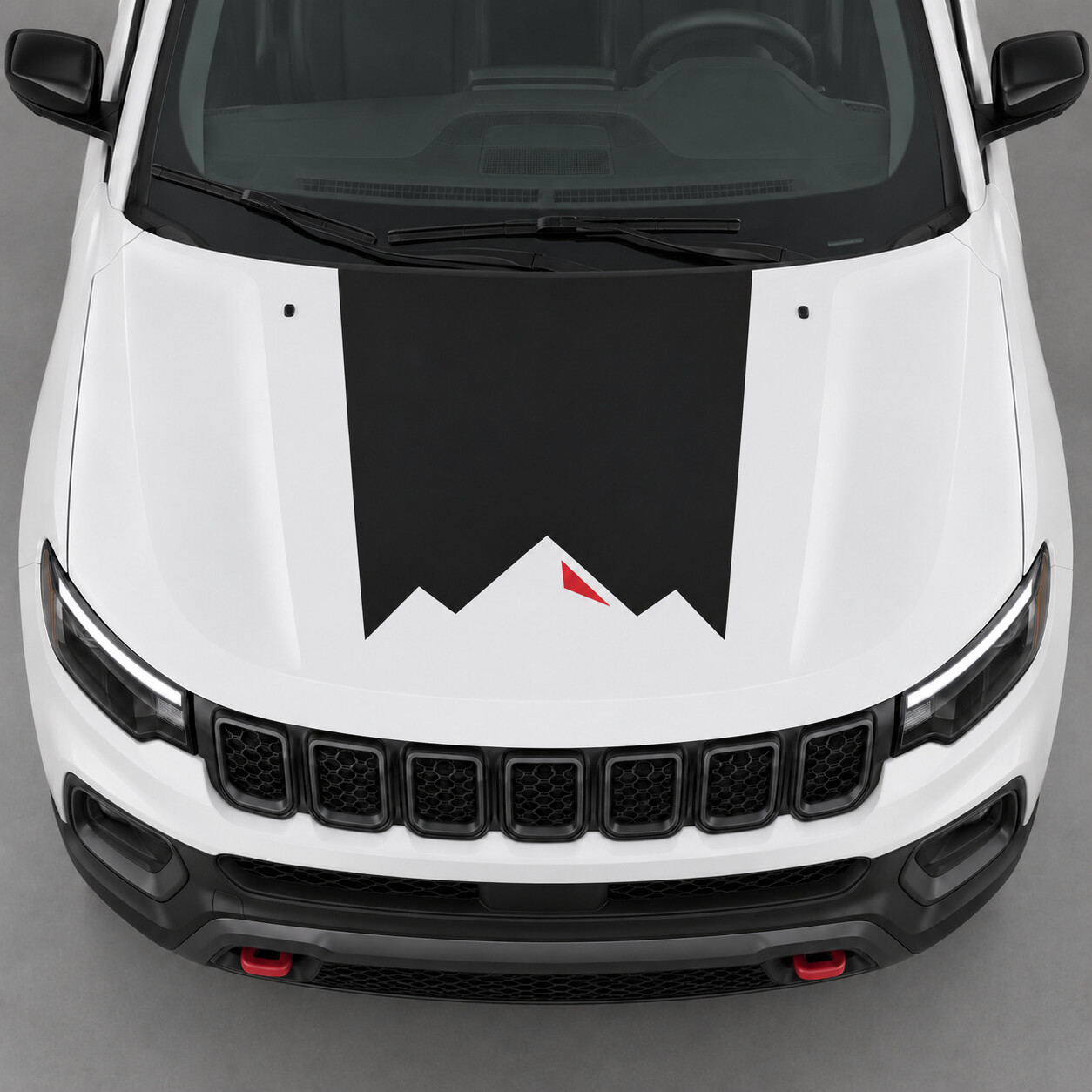 Pegatina adhesiva de vinilo para capó con corte en cresta para Jeep Compass III (J4U) 2025-presente