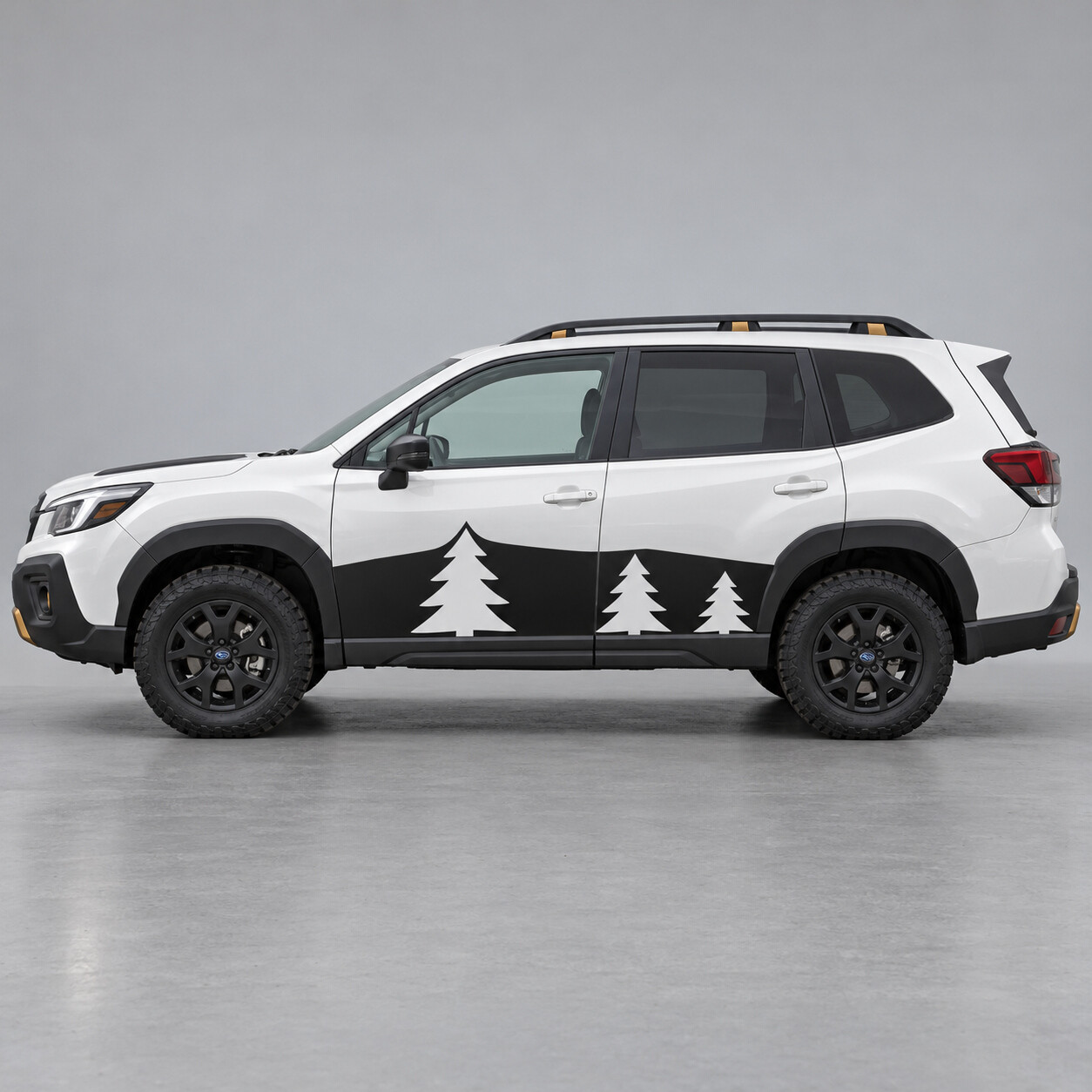 Pegatina de vinilo lateral de ventana con tres pinos para Subaru Forester 2024