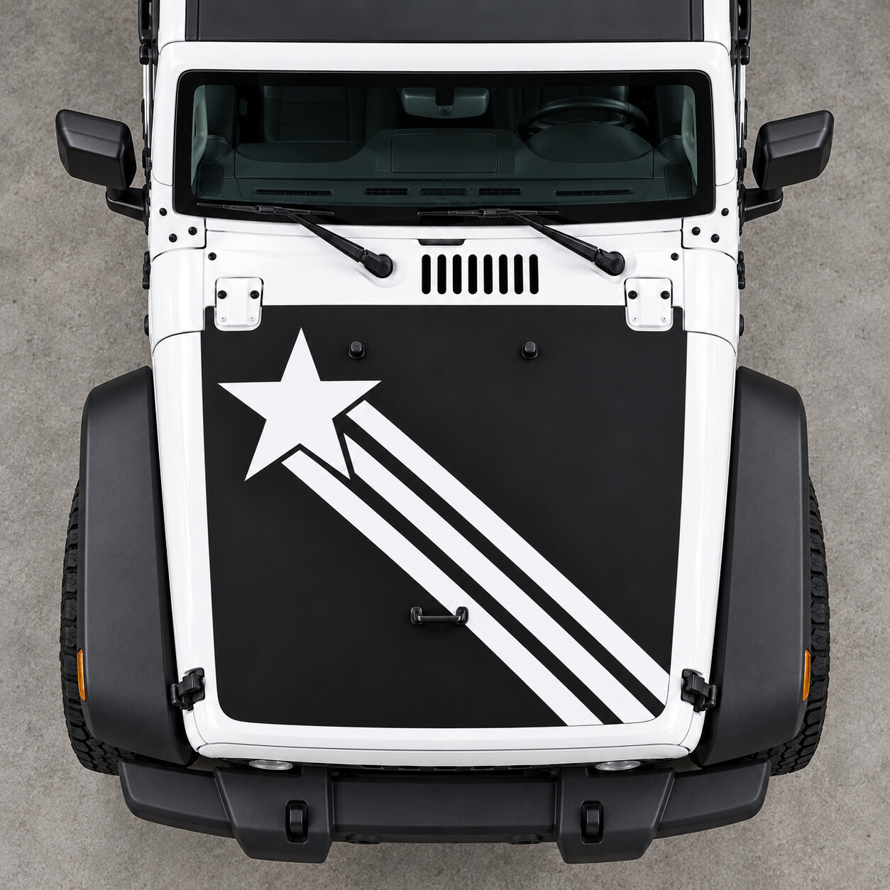 Calcomanía de vinilo para capó Star Trail para Jeep Wrangler 2014