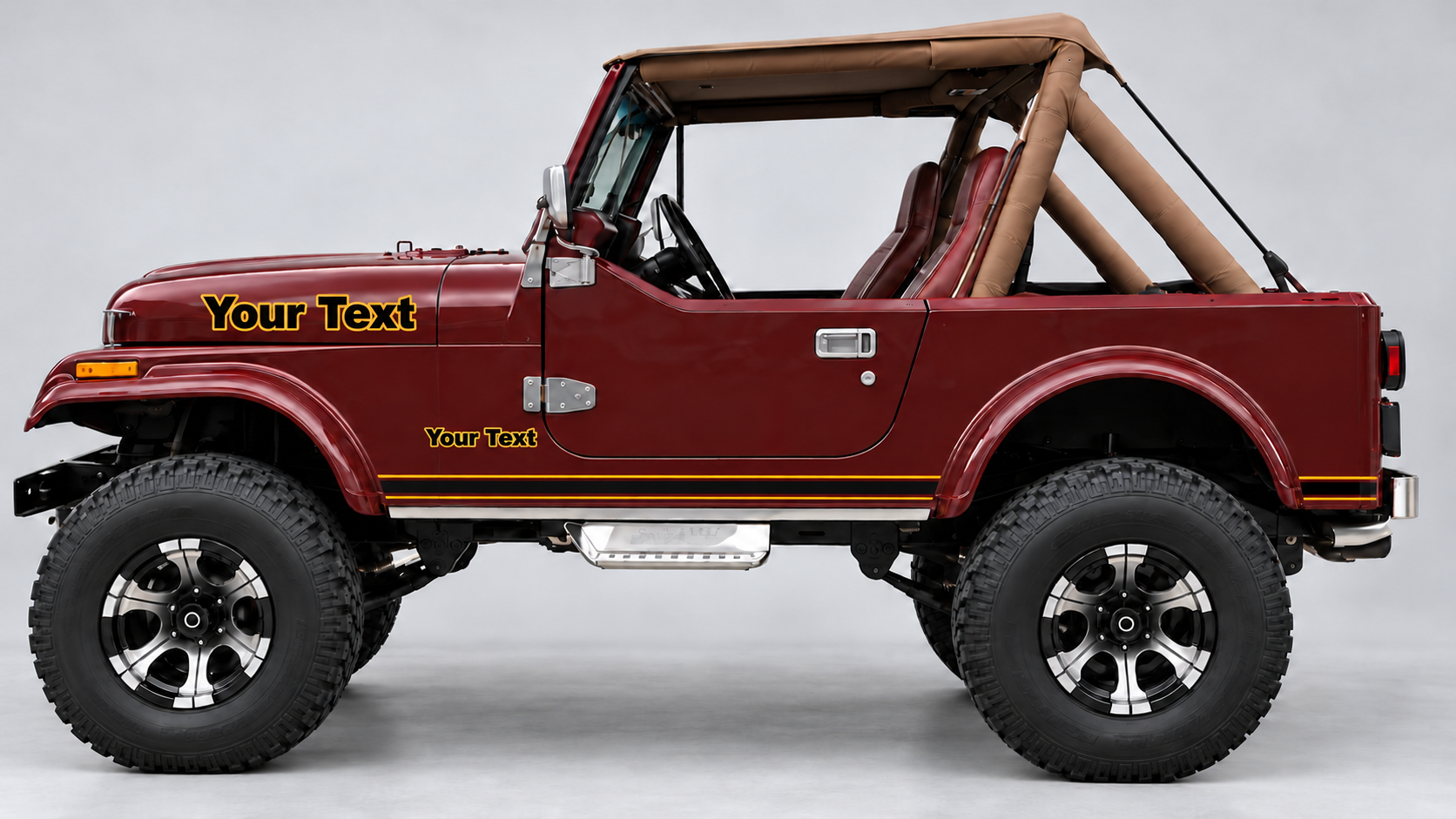 Kit de vinilo de rayas laterales con contorno personalizado para Jeep CJ-7 1984